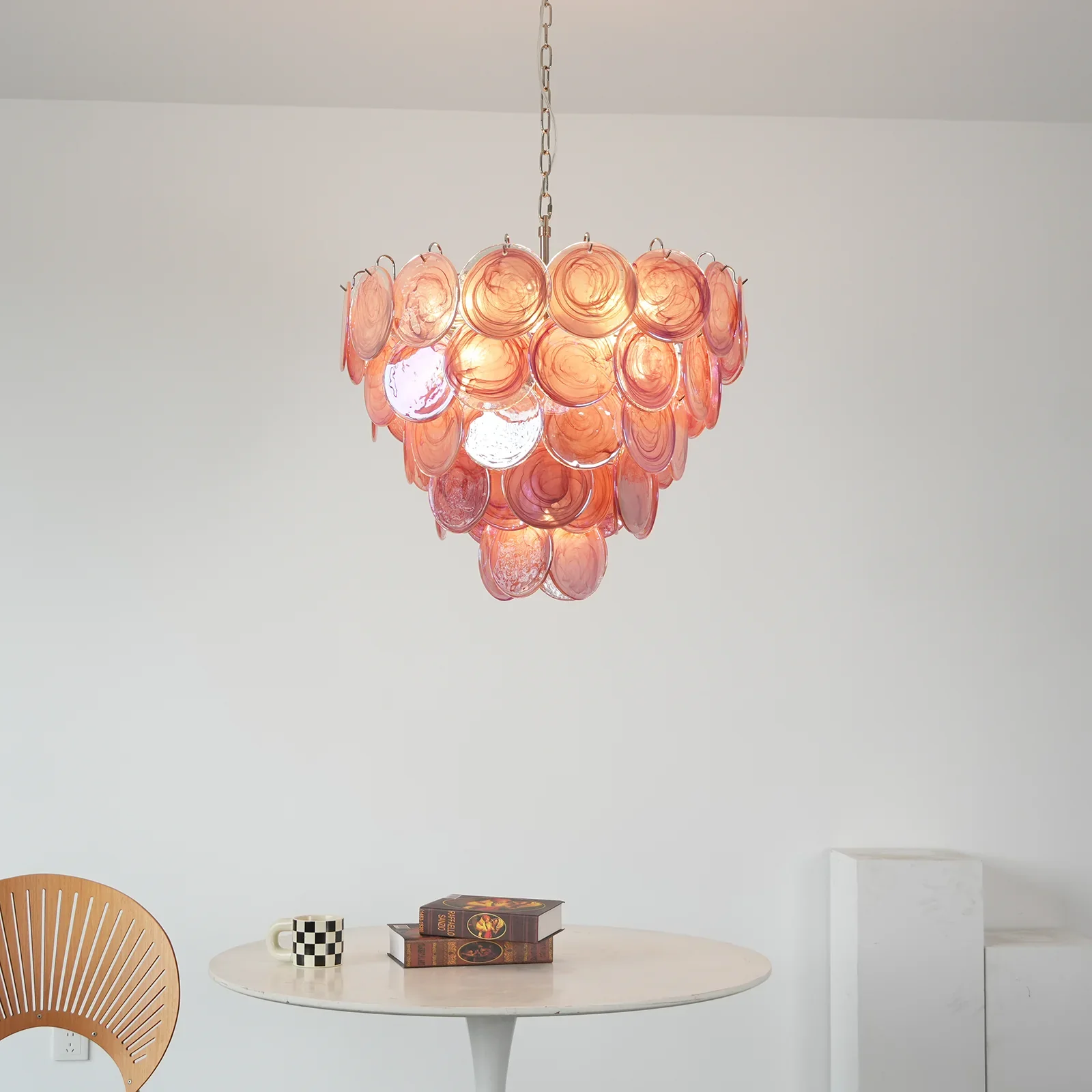 Pink Disc Murano Chandelier - Image 3