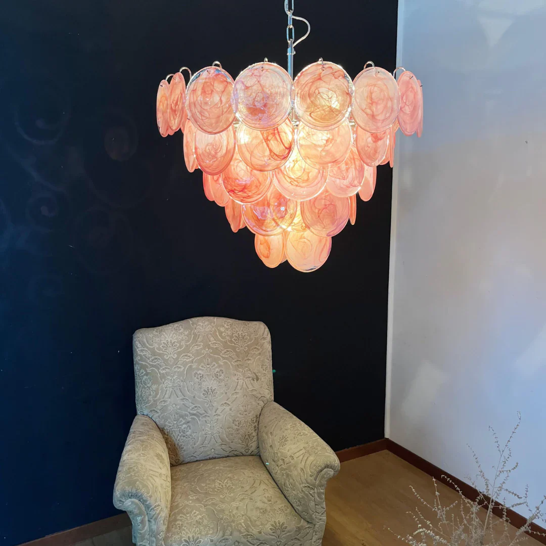 Pink Disc Murano Chandelier - Image 4