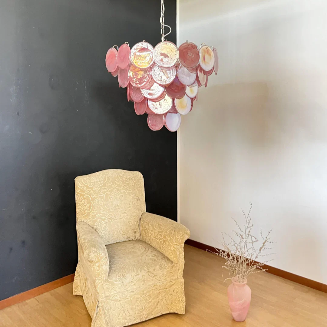 Pink Disc Murano Chandelier - Image 7