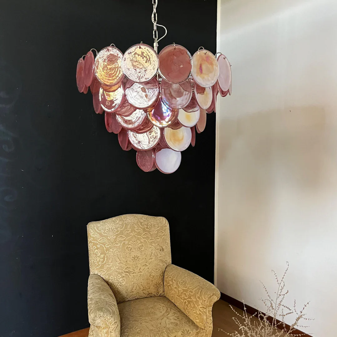 Pink Disc Murano Chandelier - Image 9