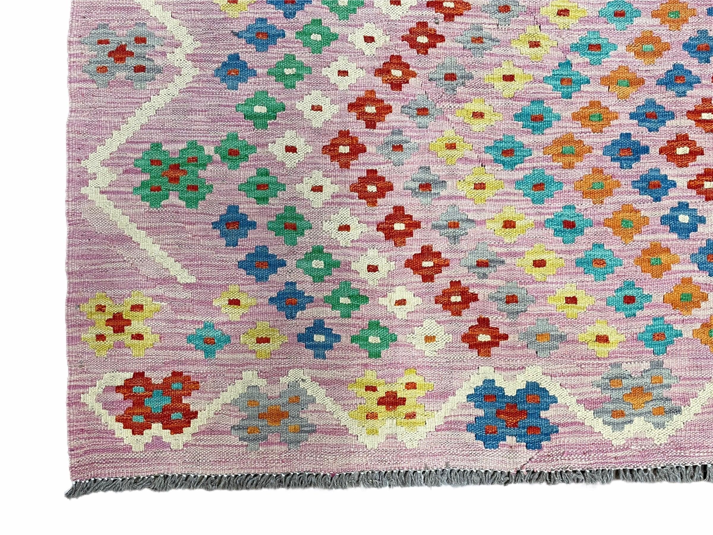 Pink Kilim Rug 6x8 Colorful Turkish Kilim Rug 6 x 8 Flat Weave Kilim Playful Kilim Multicolor Anatolian Chobi New Kilim - Image 9