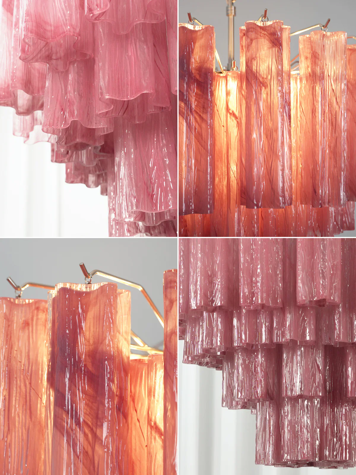 Star Shaped Tube Red Clouds Glass Chandelier - Image 11