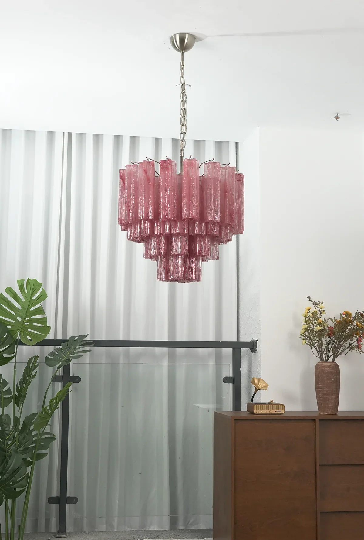 Star Shaped Tube Red Clouds Glass Chandelier - Image 5