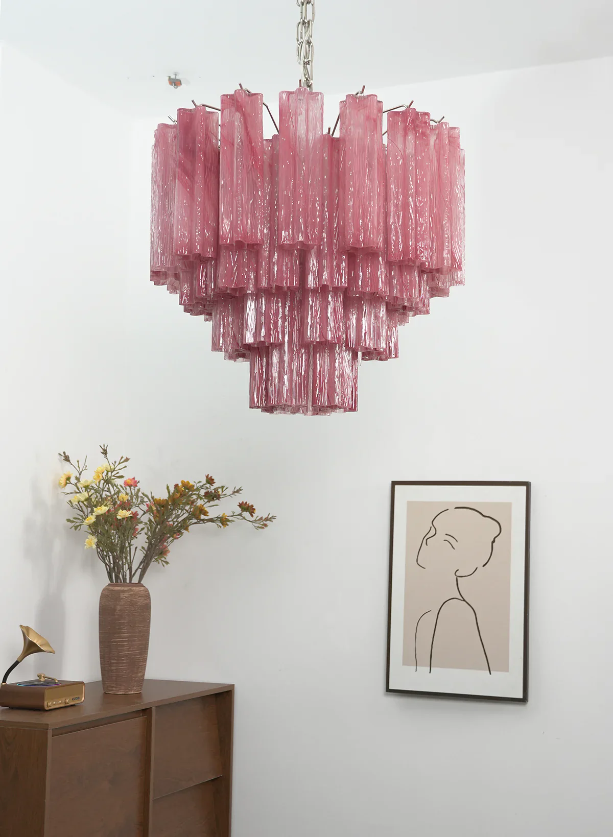 Star Shaped Tube Red Clouds Glass Chandelier - Image 8