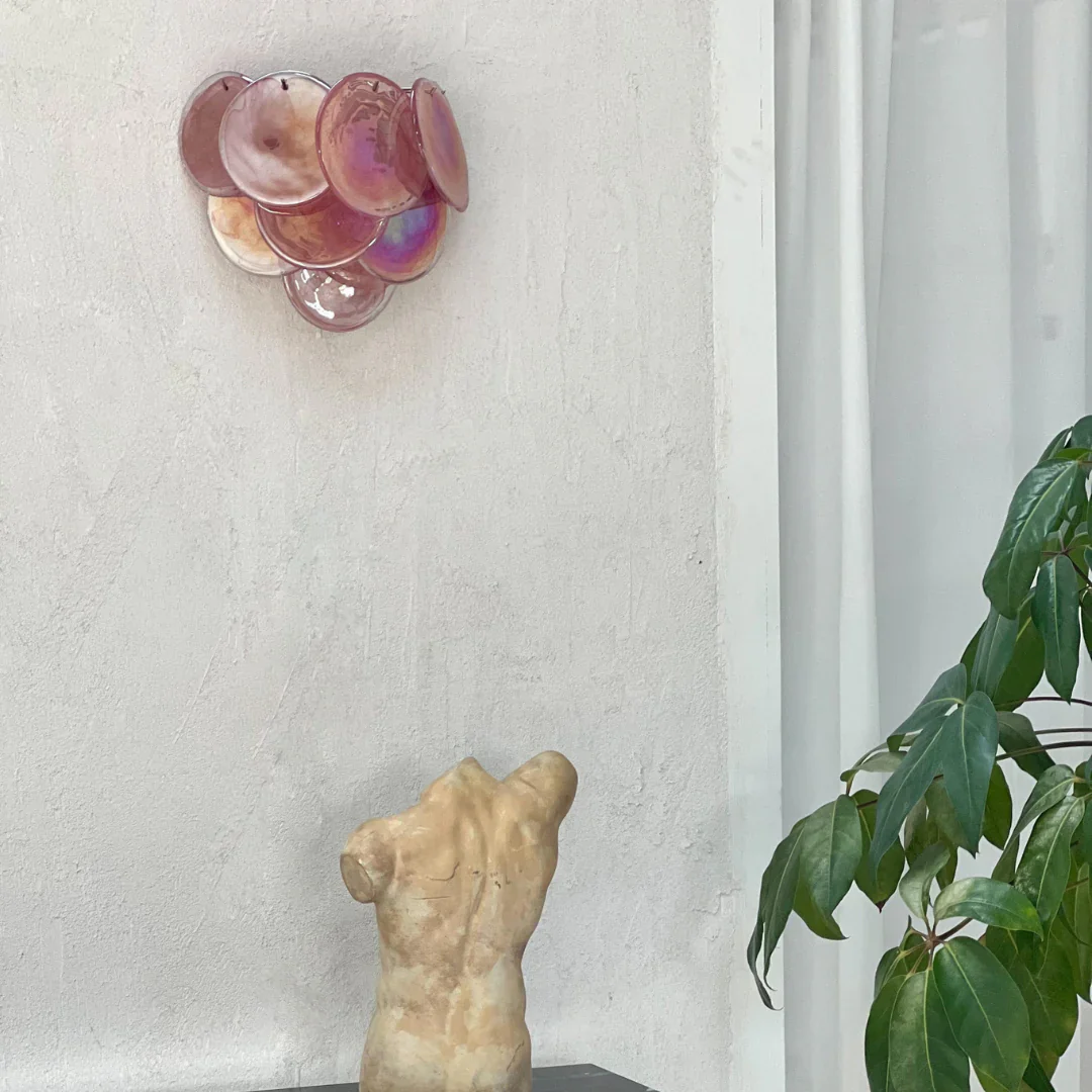 Pink Vintage Murano Glass Wall Lamp - Image 10