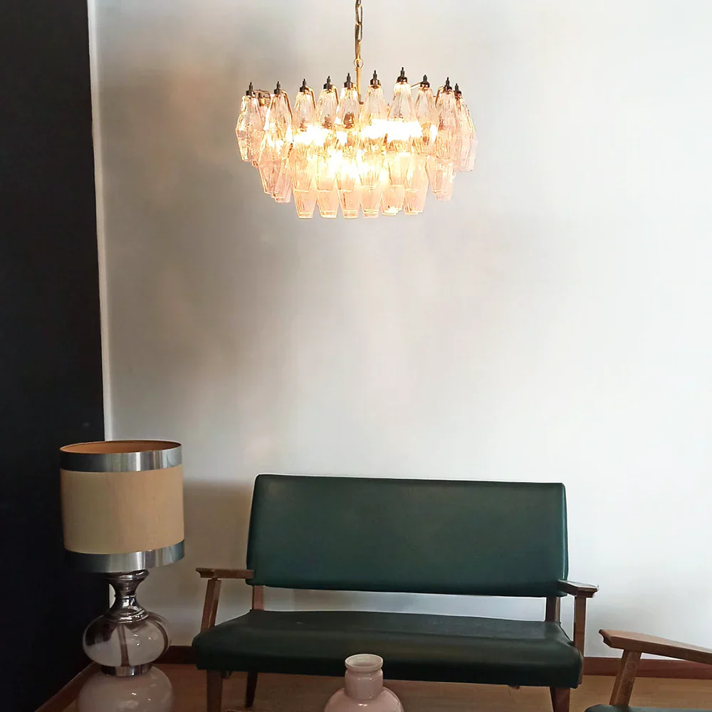 Poliedri Murano Pink Chandelier - Image 2