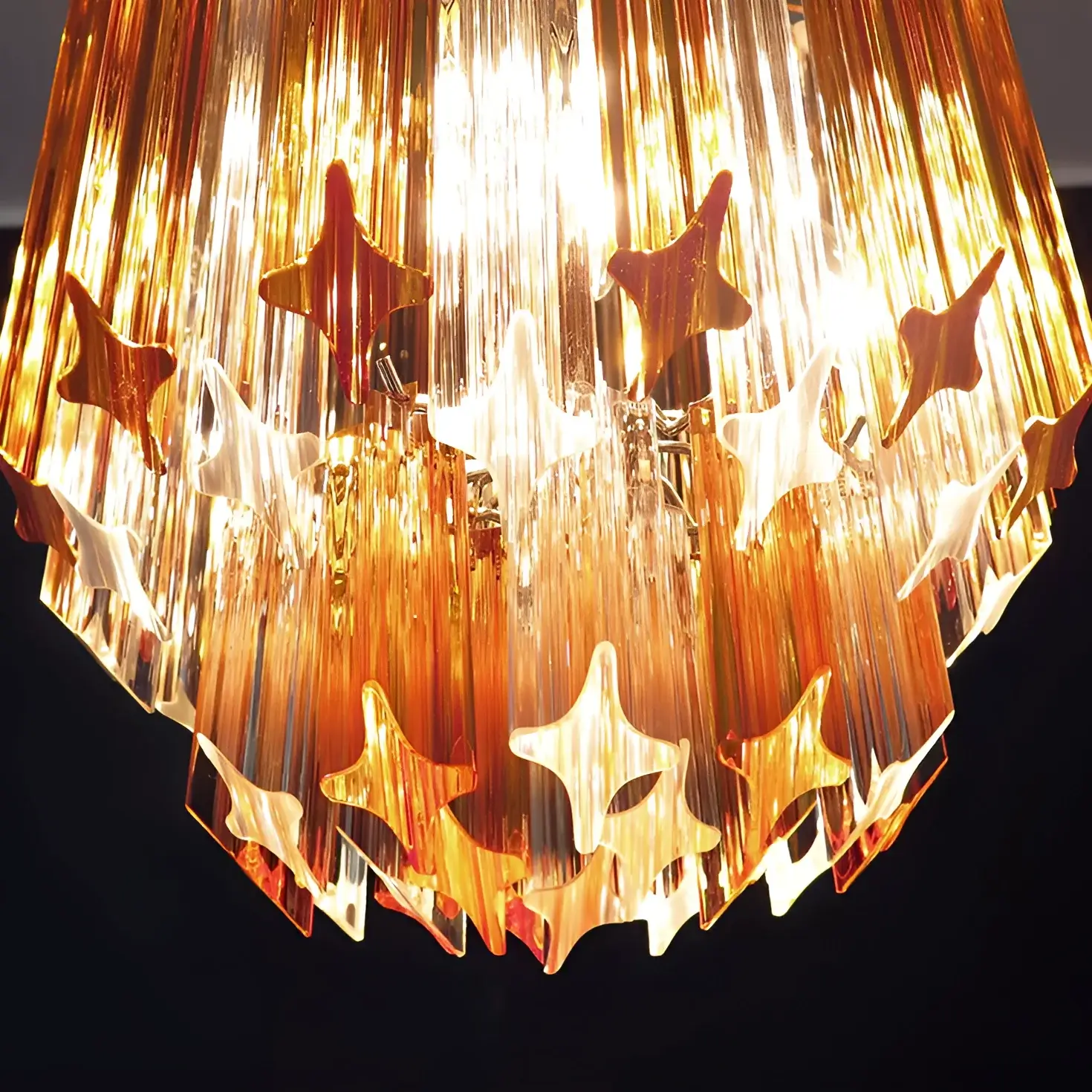 Quadriedri Murano Prisms Amber Transparent Chandelier - Image 15