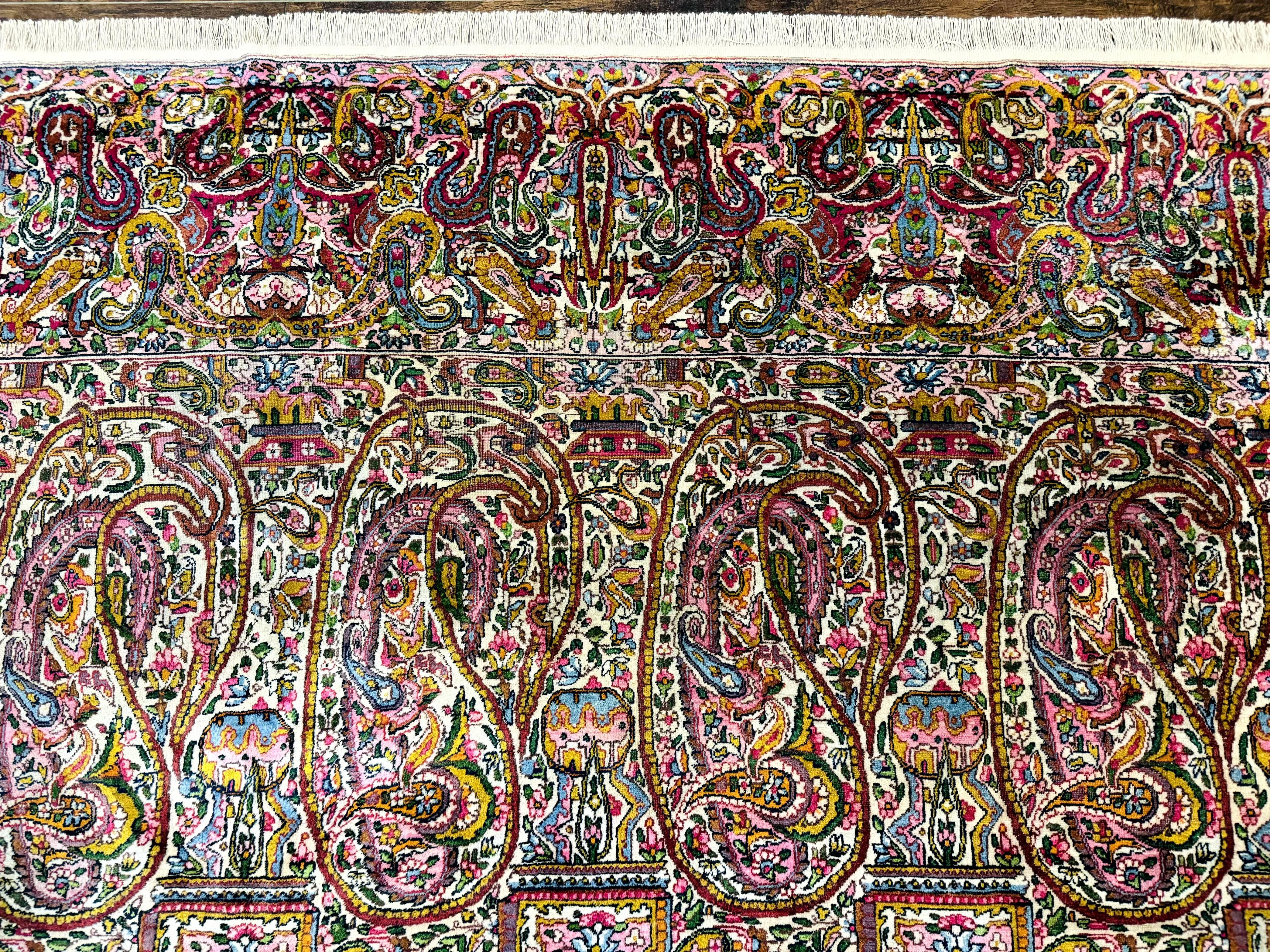 Rare Antique Persian Kerman Lavar Rug 9x12, Boteh Paisley Design - Image 3