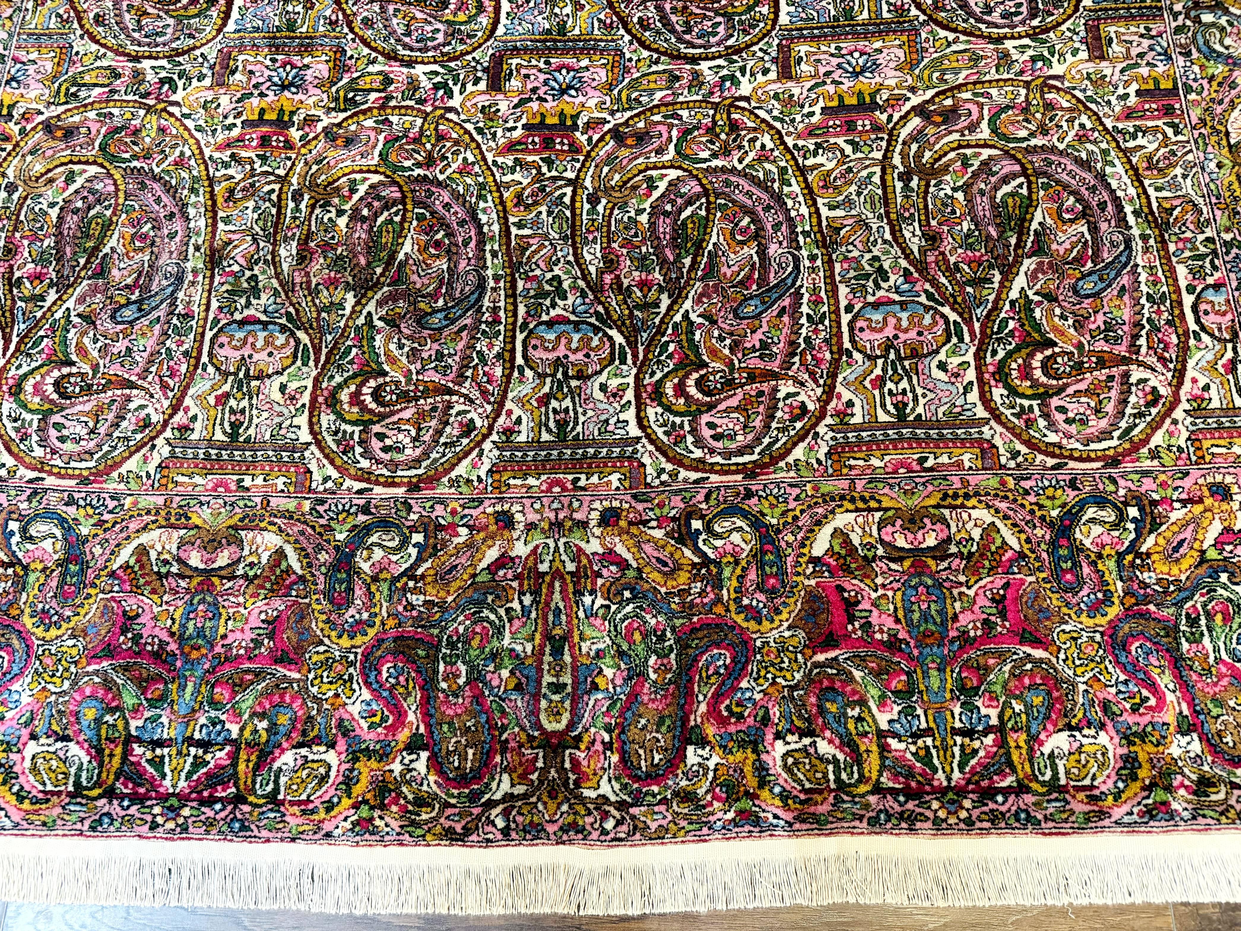 Rare Antique Persian Kerman Lavar Rug 9x12, Boteh Paisley Design - Image 5