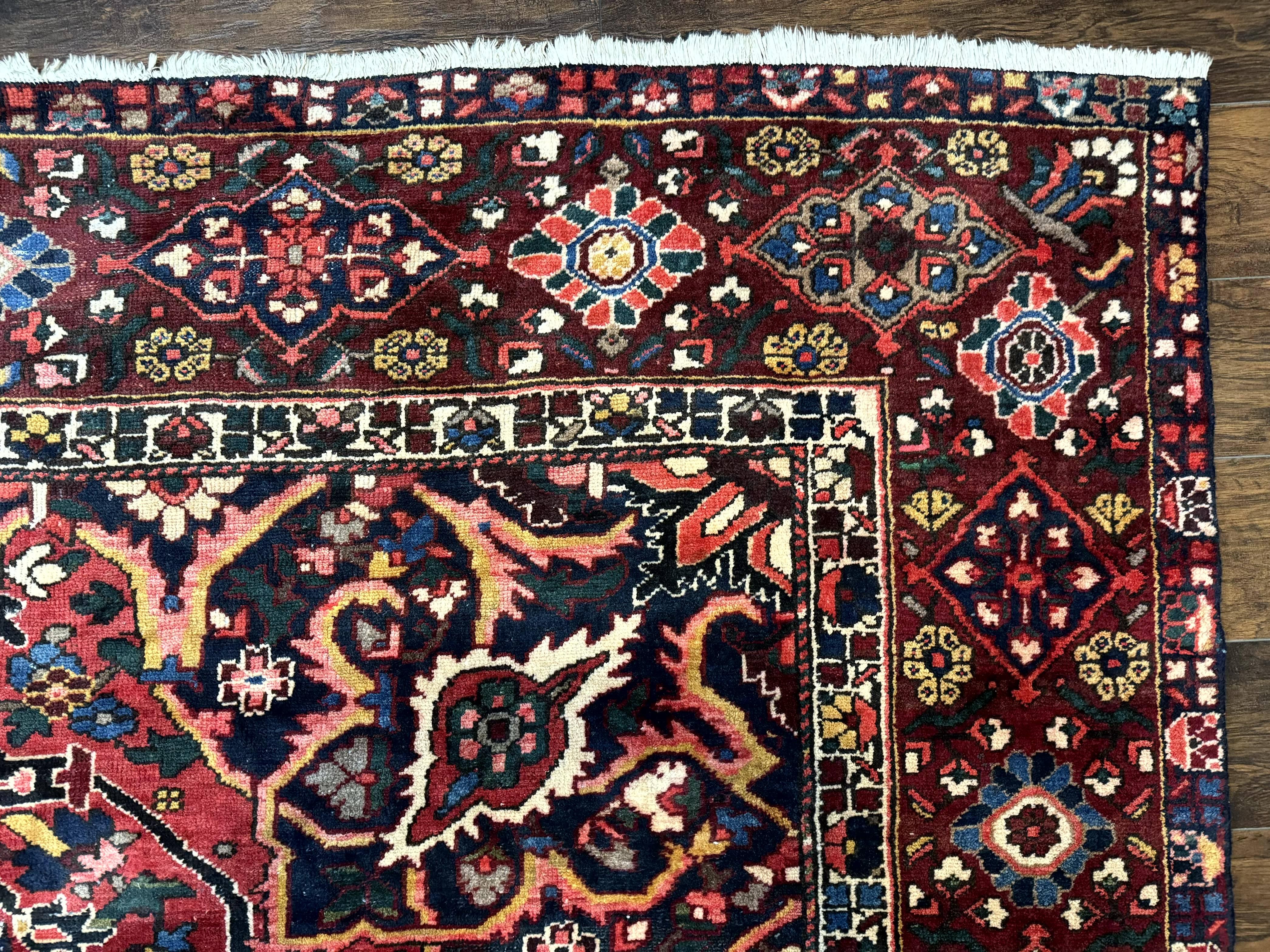 Rare Persian Bakhtiari Rug 10x13, Red, Semi Antique, Large Persian Carpet, Handmade - Image 7