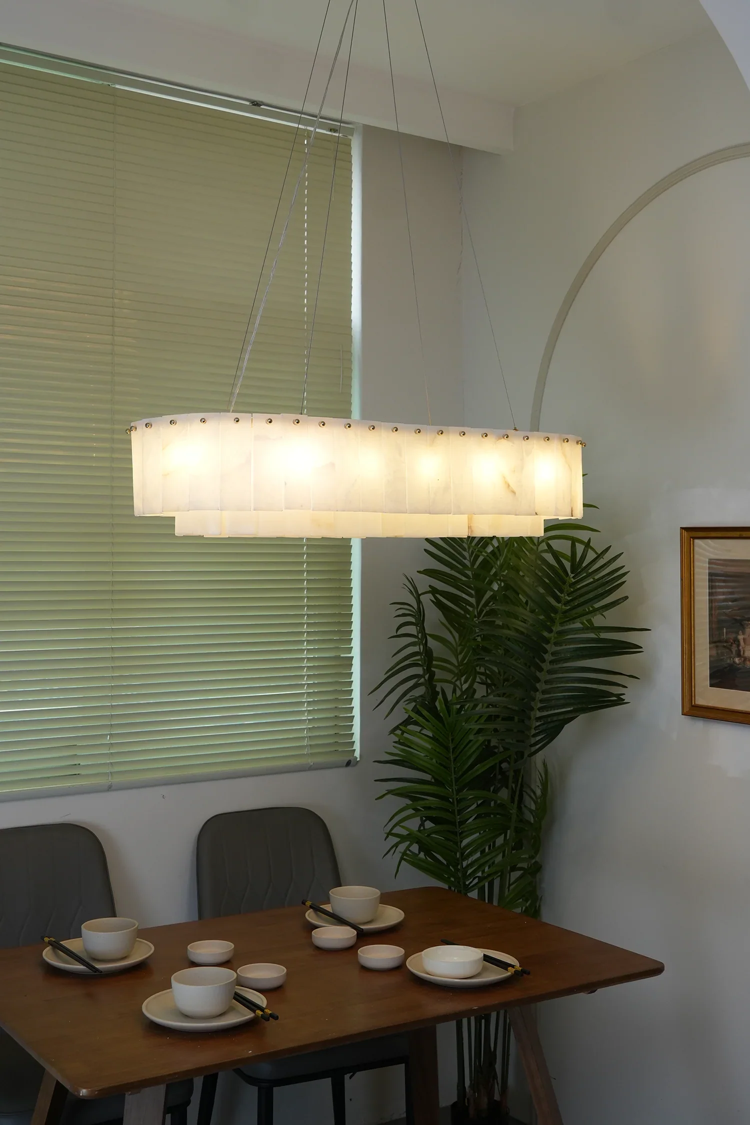 Rectangular Linear Alabaster Chandelier - Image 11