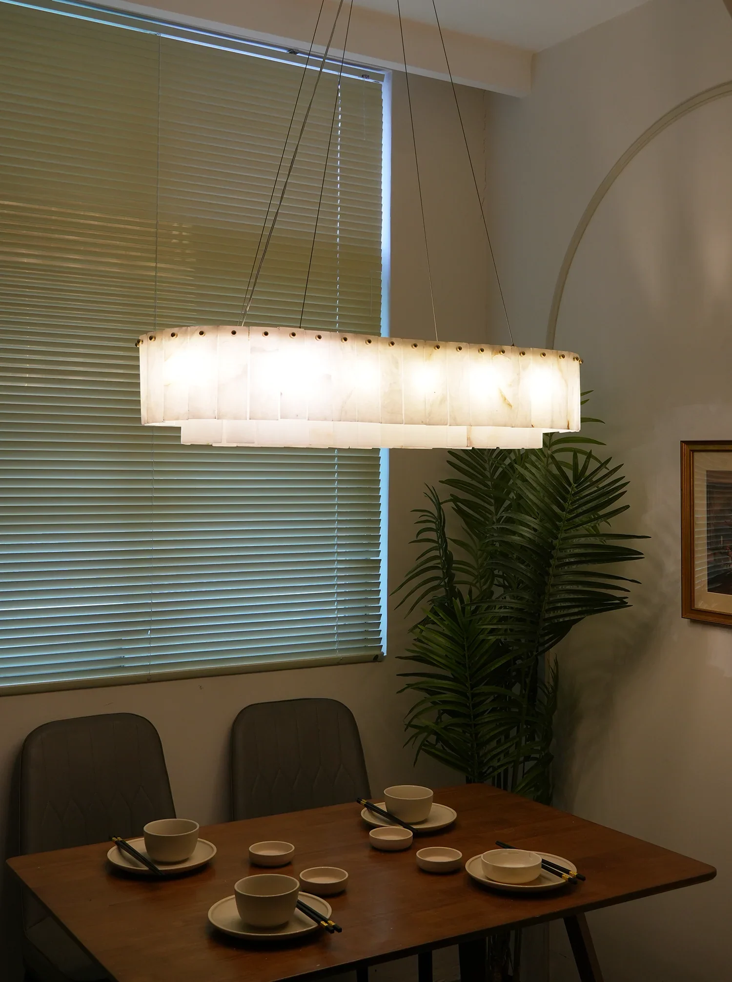 Rectangular Linear Alabaster Chandelier - Image 12