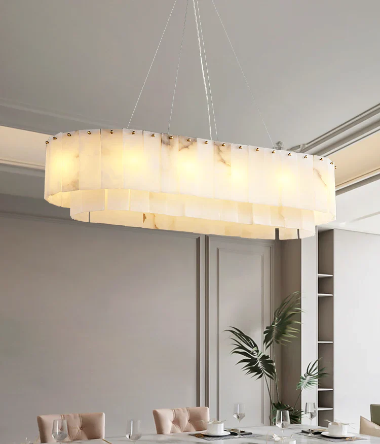 Rectangular Linear Alabaster Chandelier - Image 13