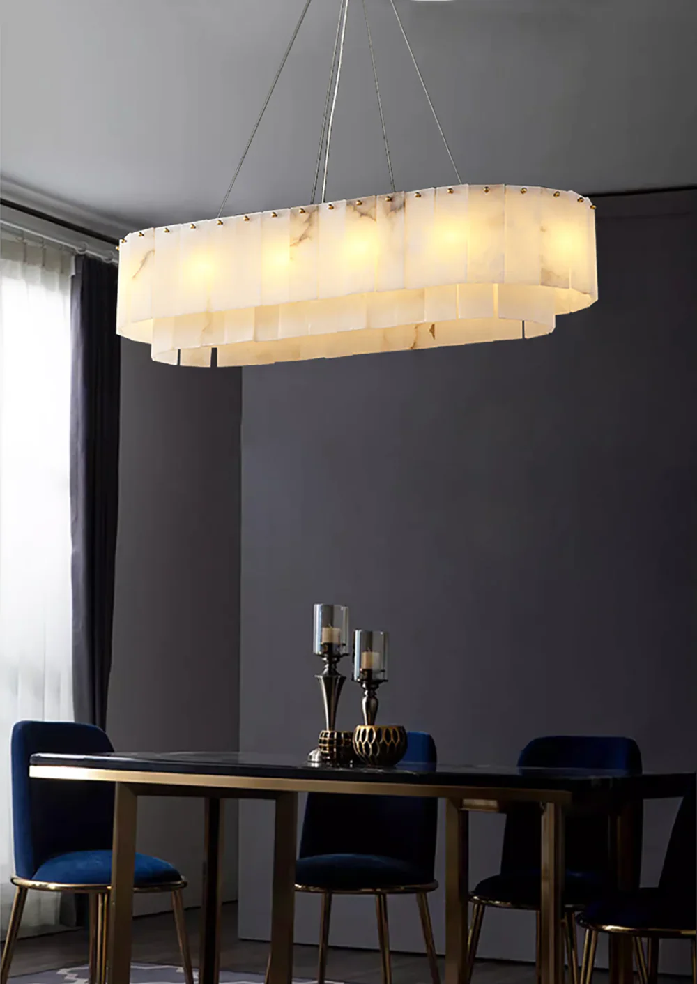 Rectangular Linear Alabaster Chandelier - Image 14