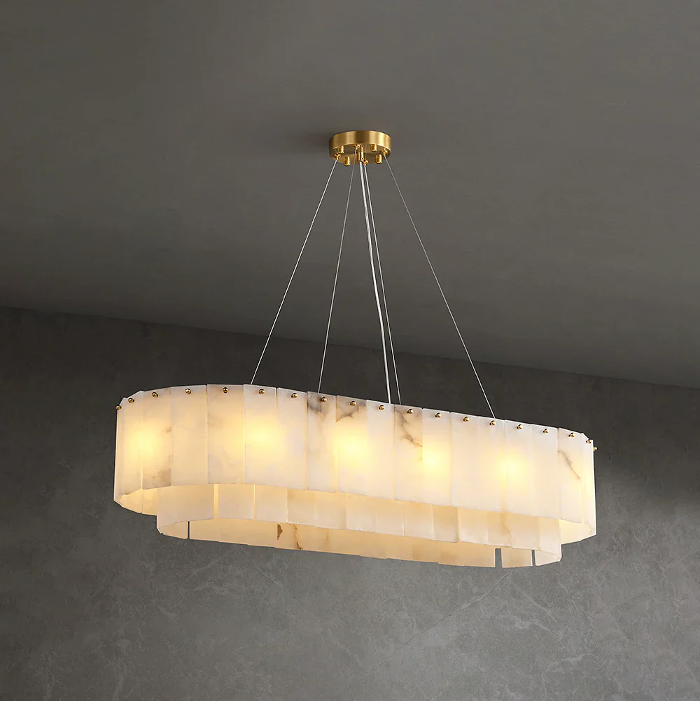 Rectangular Linear Alabaster Chandelier - Image 26