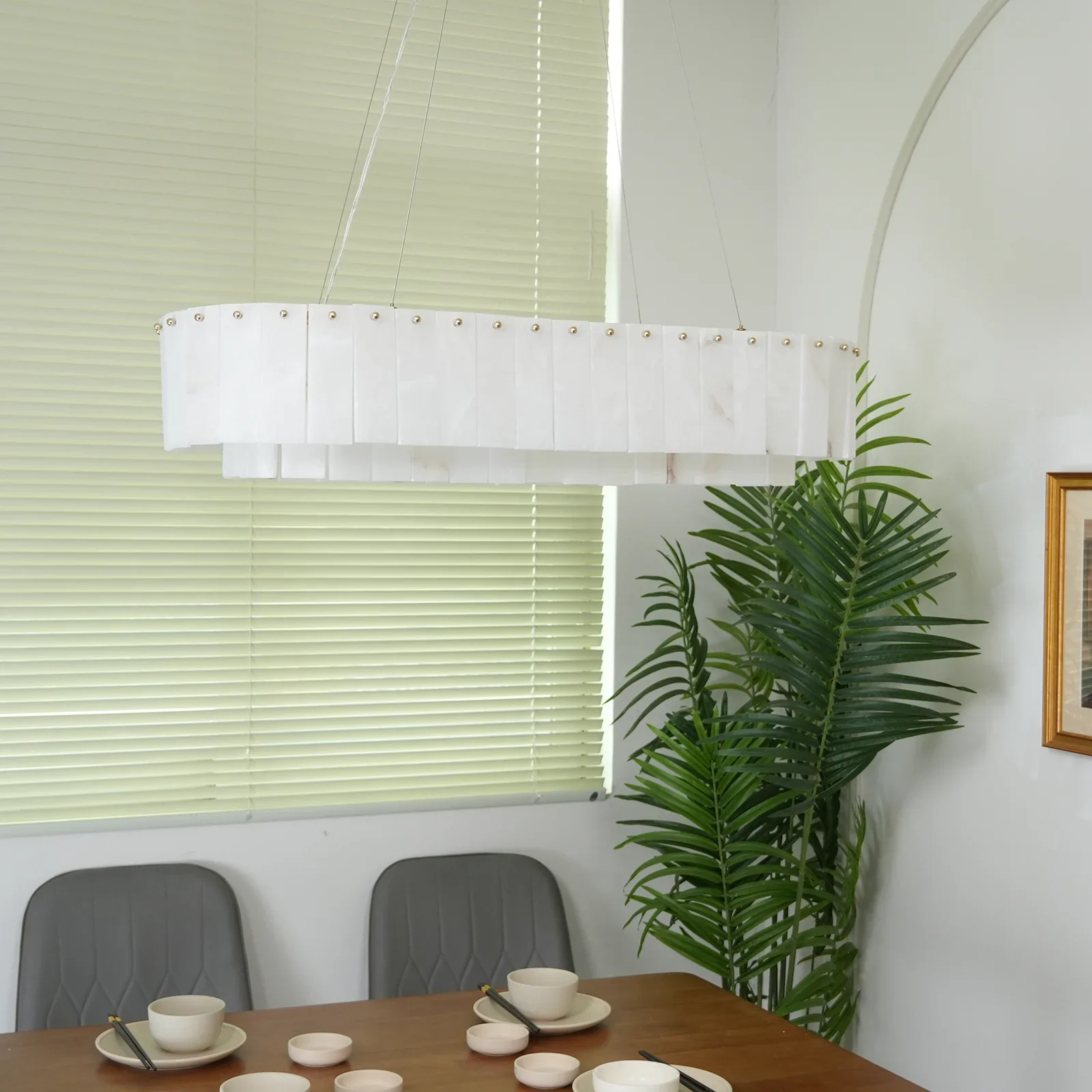 Rectangular Linear Alabaster Chandelier - Image 6