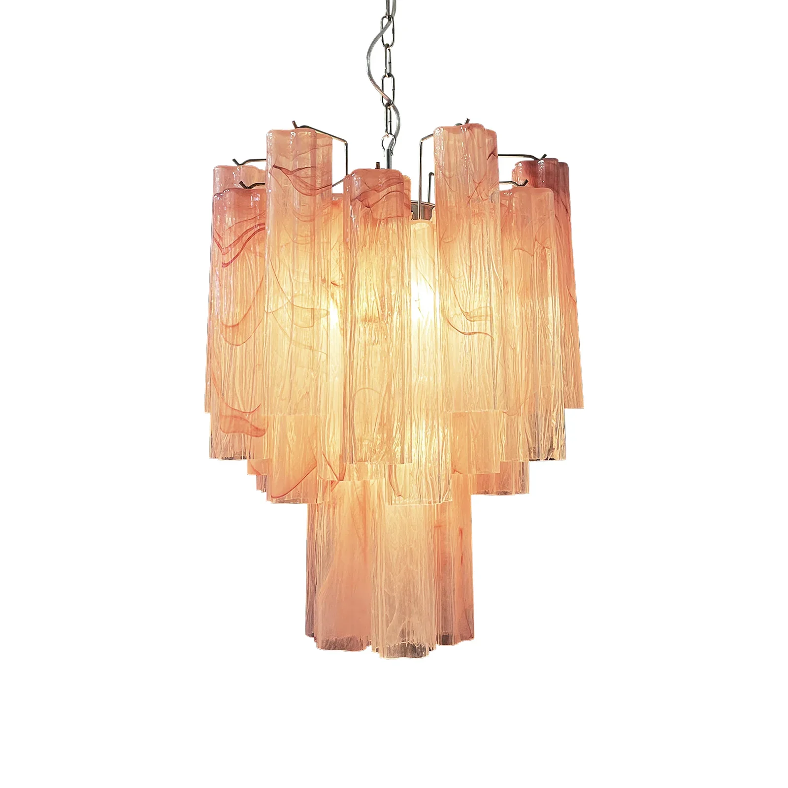 Red Cloud-Patterned Glass Chandelier - Image 16