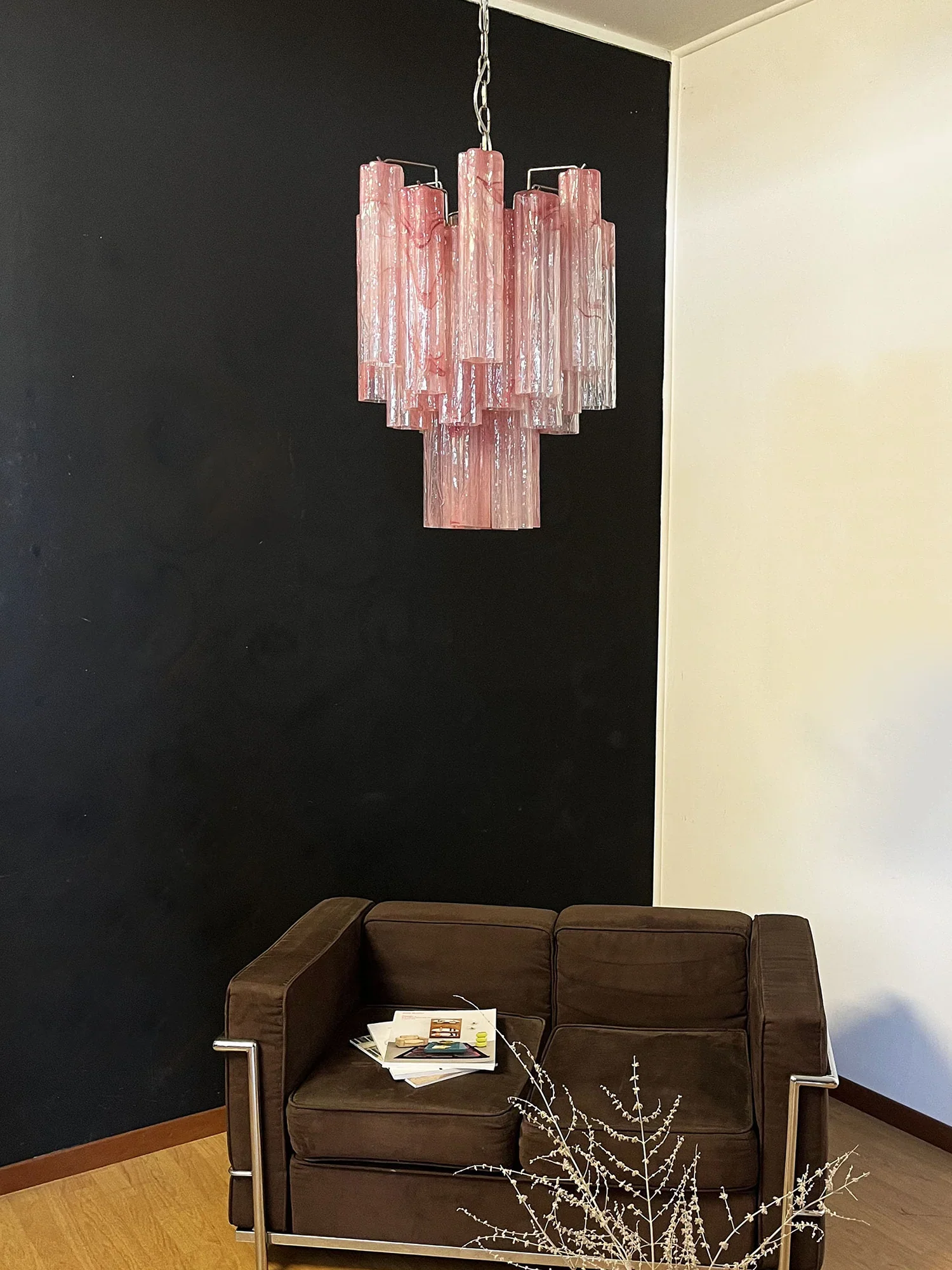 Red Cloud-Patterned Glass Chandelier - Image 7