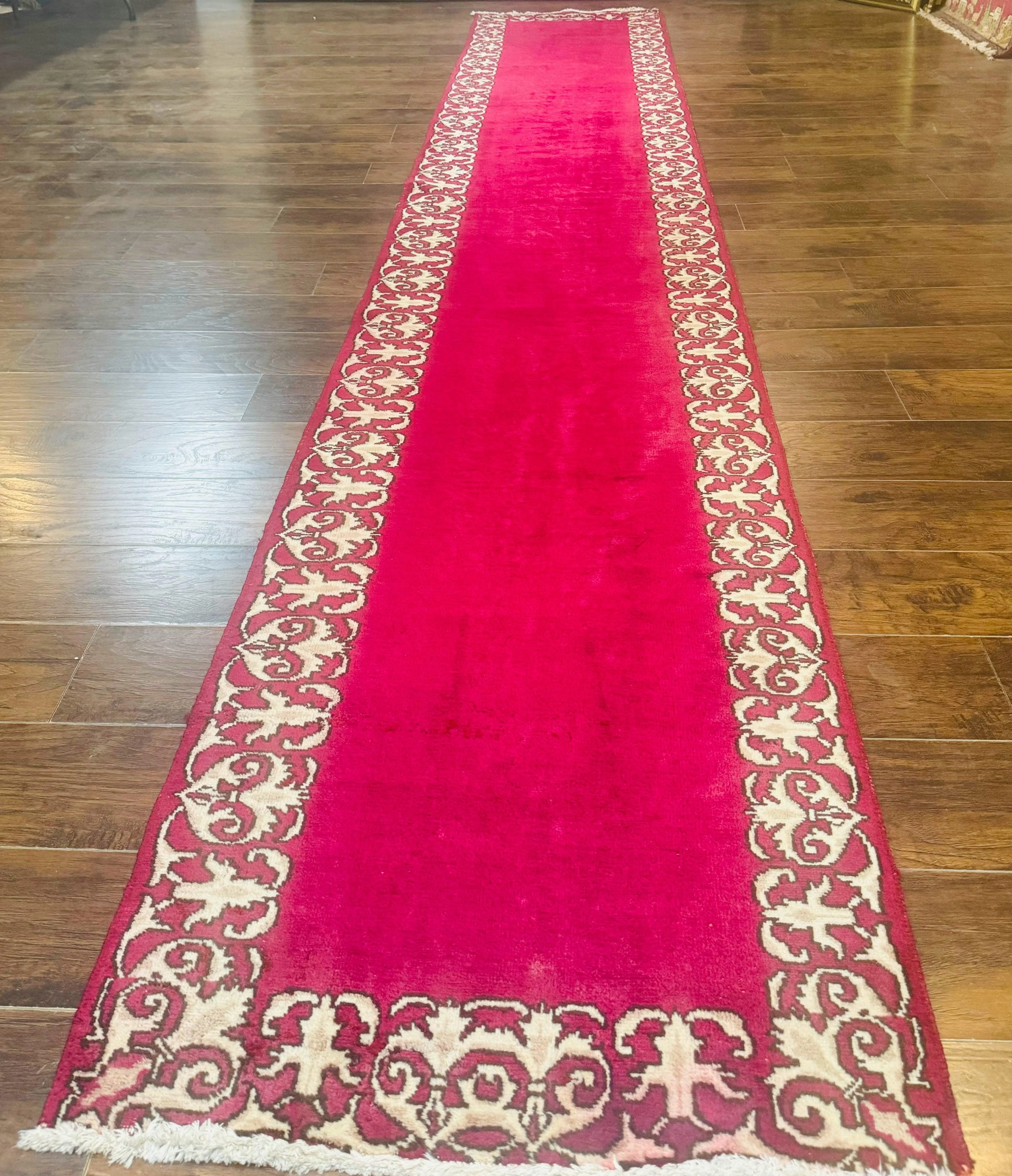 Red Persian Kerman Runner Rug 3x16
