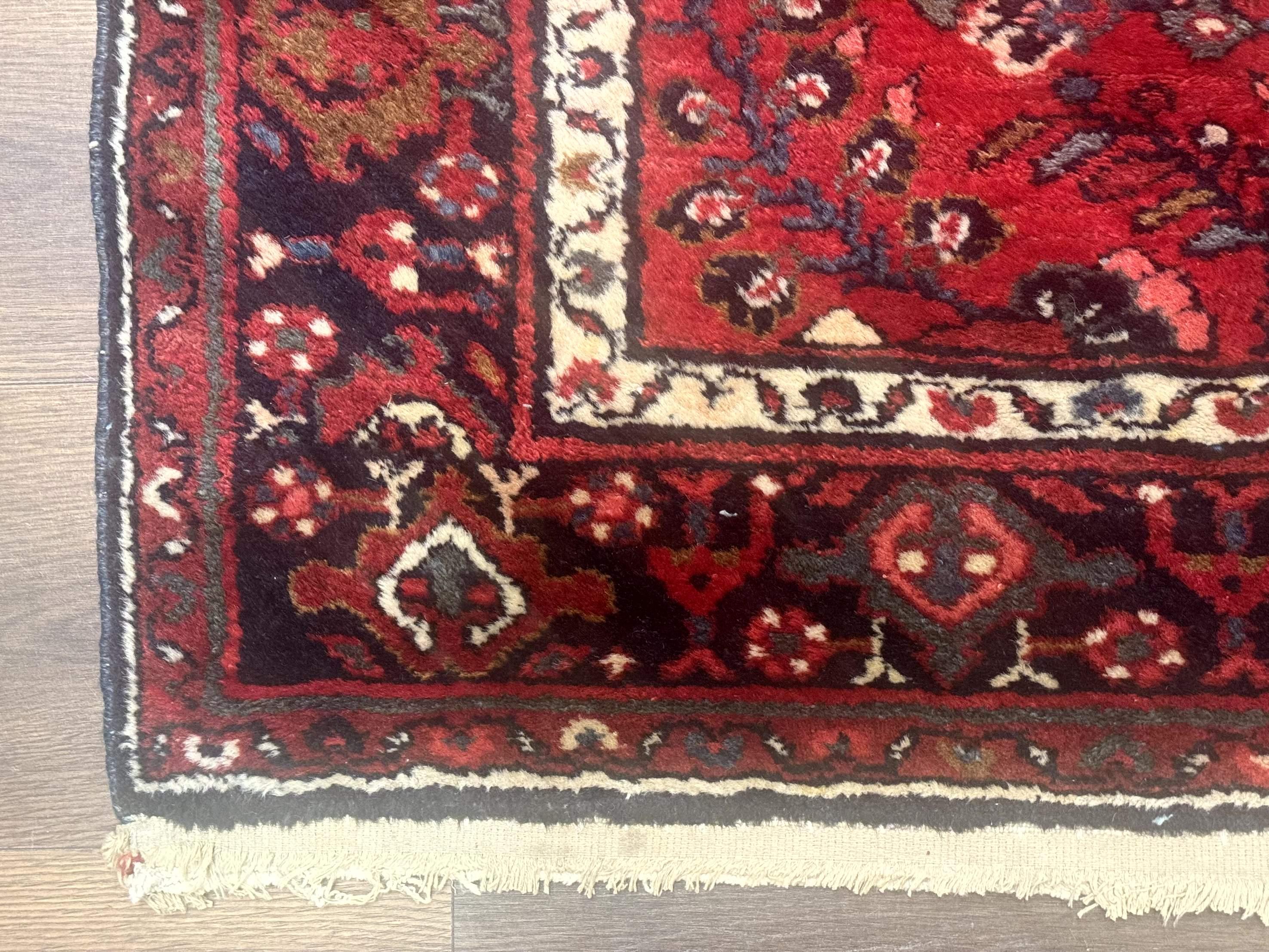 Red Persian Rug 2.6 x 6.8, Floral, Antique Per'sian Carpet, Persian Malayer Rug, Hamadan Rug - Image 8