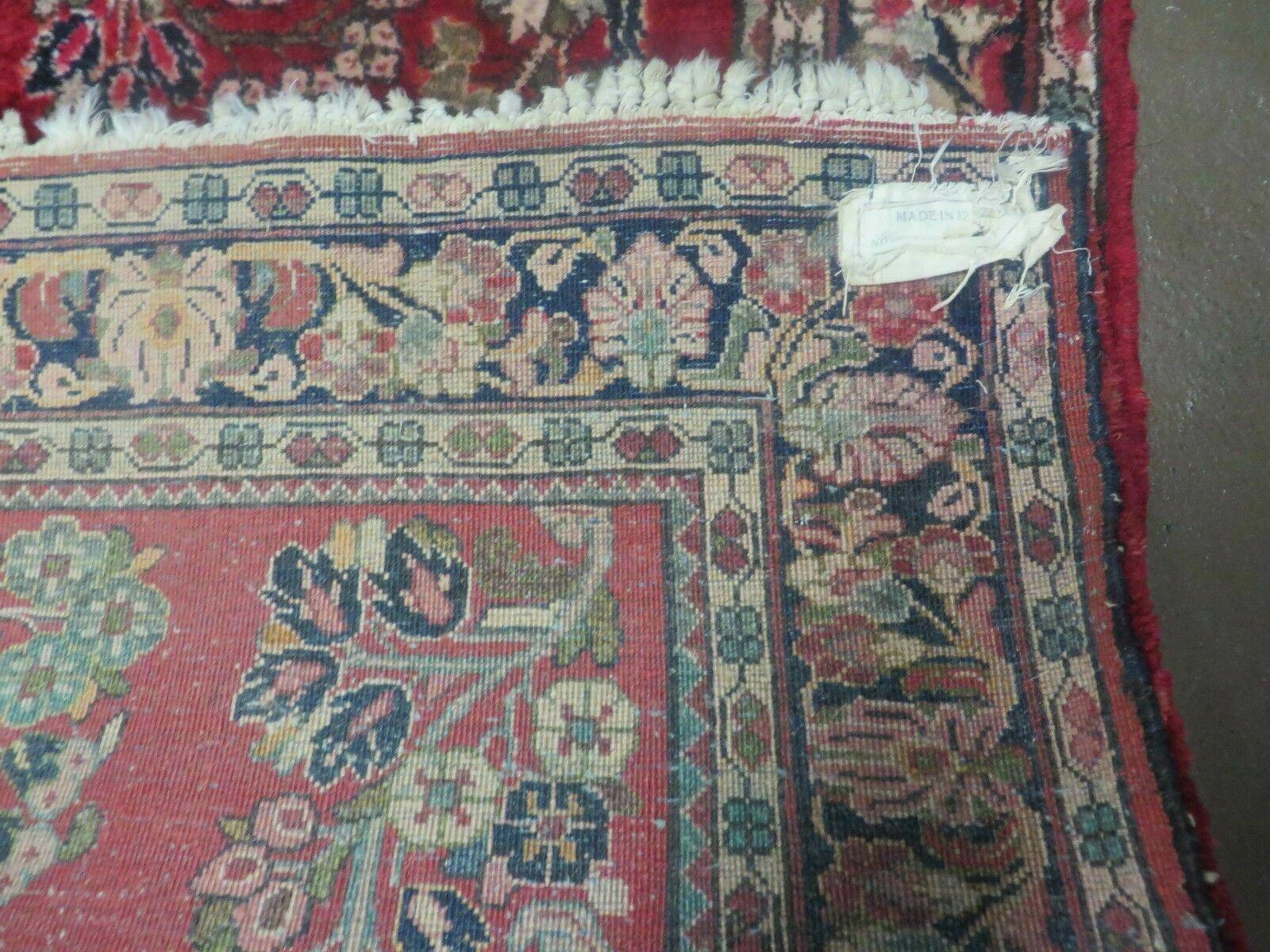 Red Persian Sarouk Rug 3x5, Antique Persian Carpet 1920s, Hand Knotted, Floral, Wool, Oriental Rug, Handmade Rug - Image 10