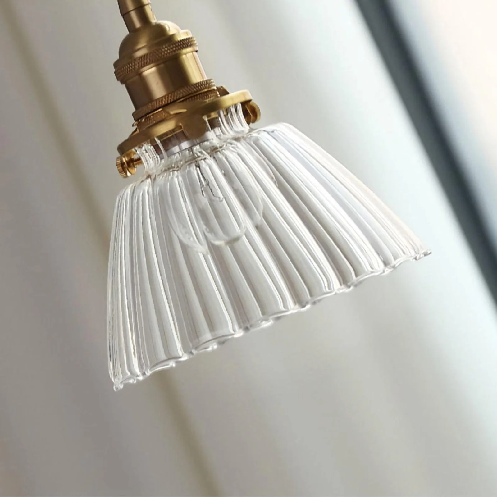 Retro Ribbed Glass Pendant Light - Image 14