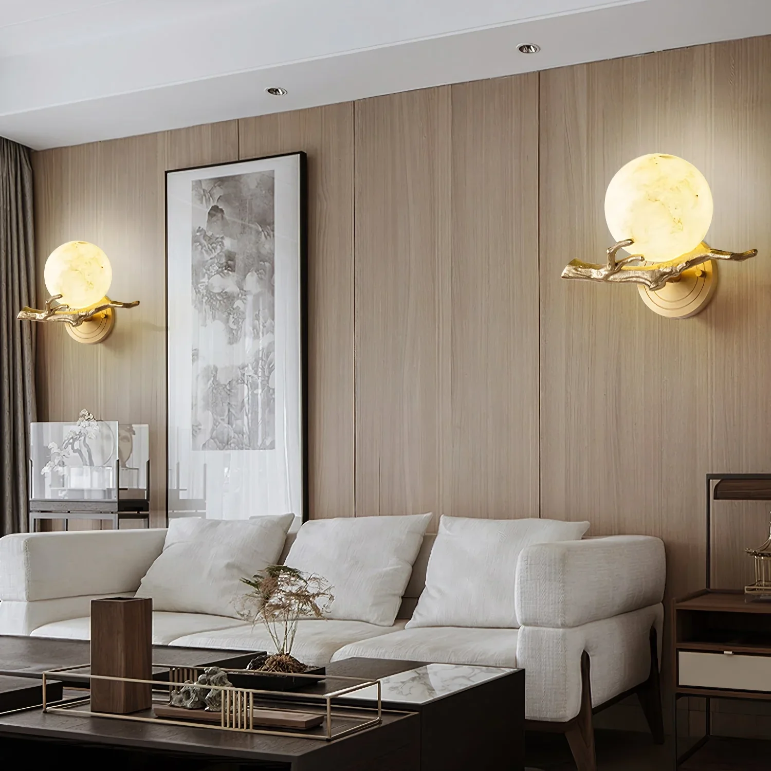 Retro Twigs Round Alabaster Wall Lamp - Image 11