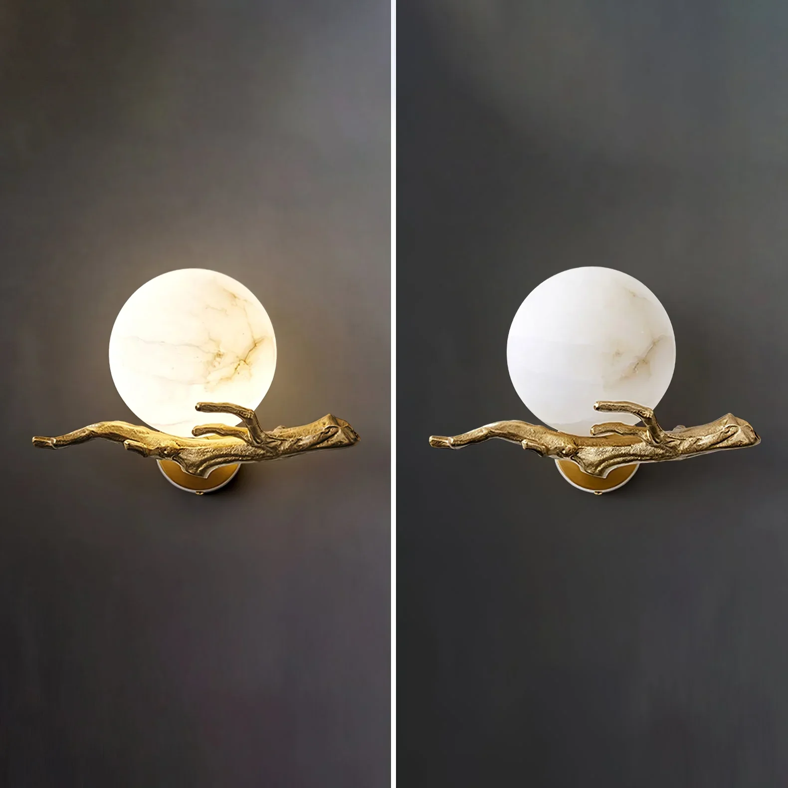 Retro Twigs Round Alabaster Wall Lamp - Image 15