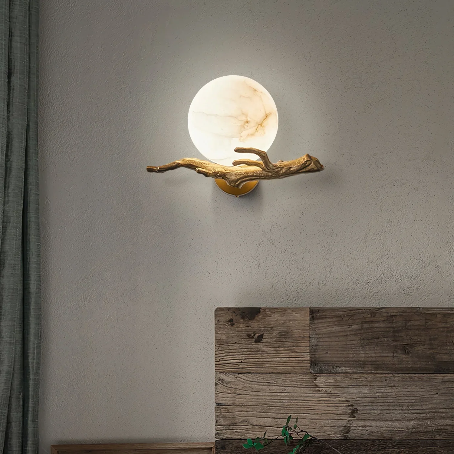 Retro Twigs Round Alabaster Wall Lamp - Image 4