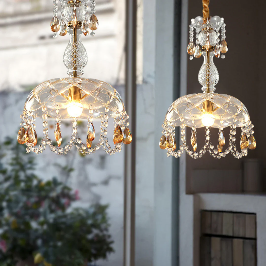 Rondelle Crystal Flower Pendant Lamp - Image 3