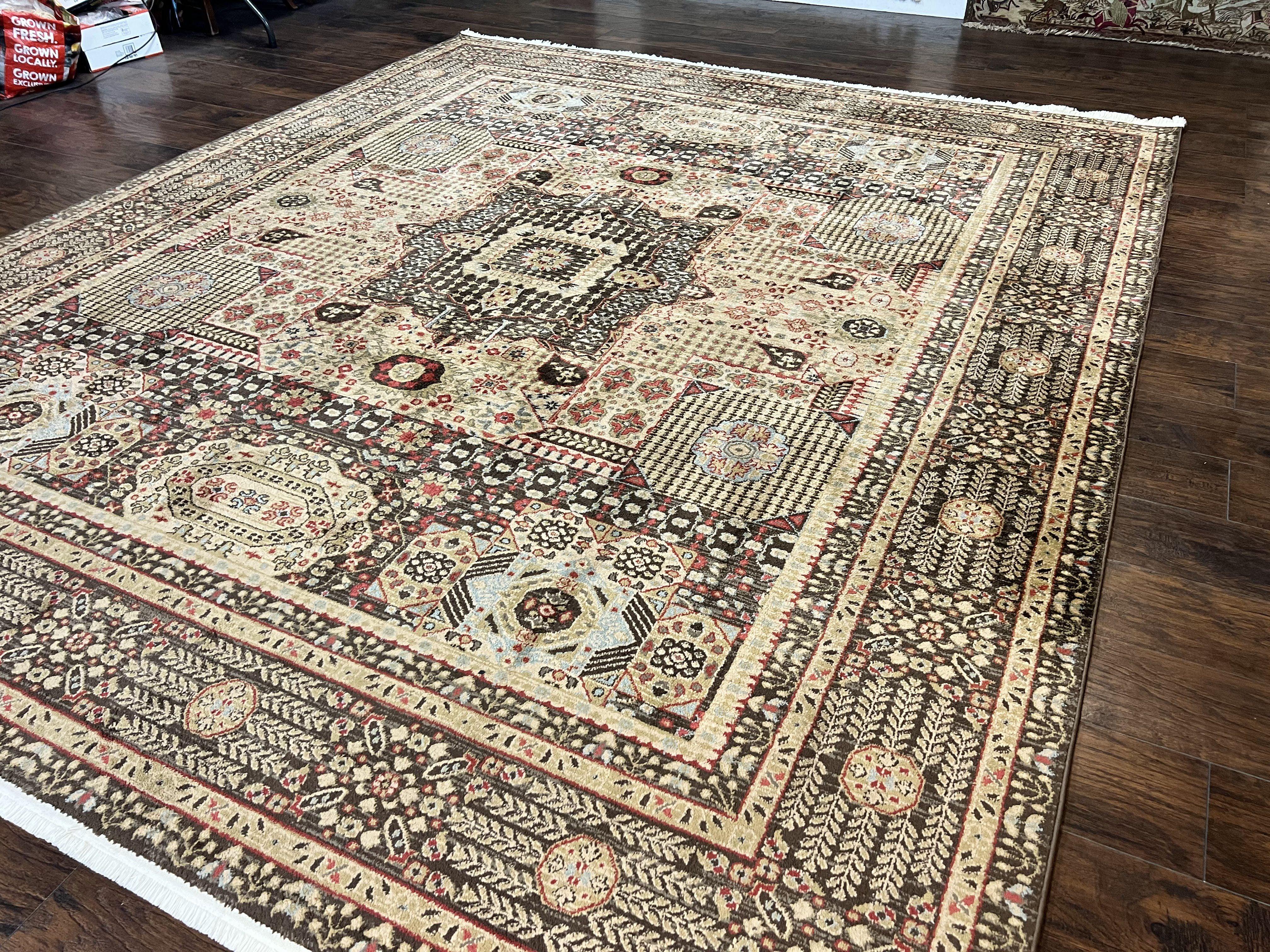 Room Sized Oriental Rug 10x11, Power Loomed Carpet, Tan Brown, Unique Loom - Image 2