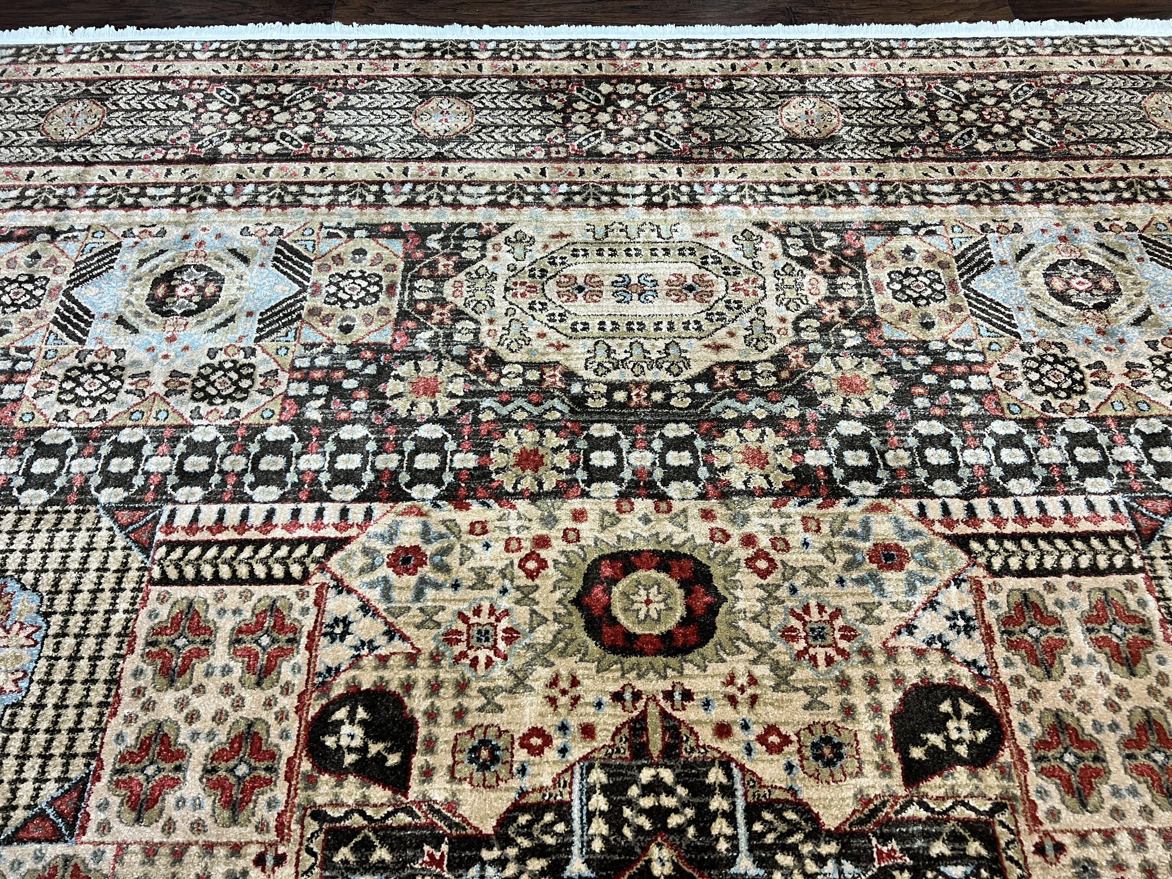 Room Sized Oriental Rug 10x11, Power Loomed Carpet, Tan Brown, Unique Loom - Image 3