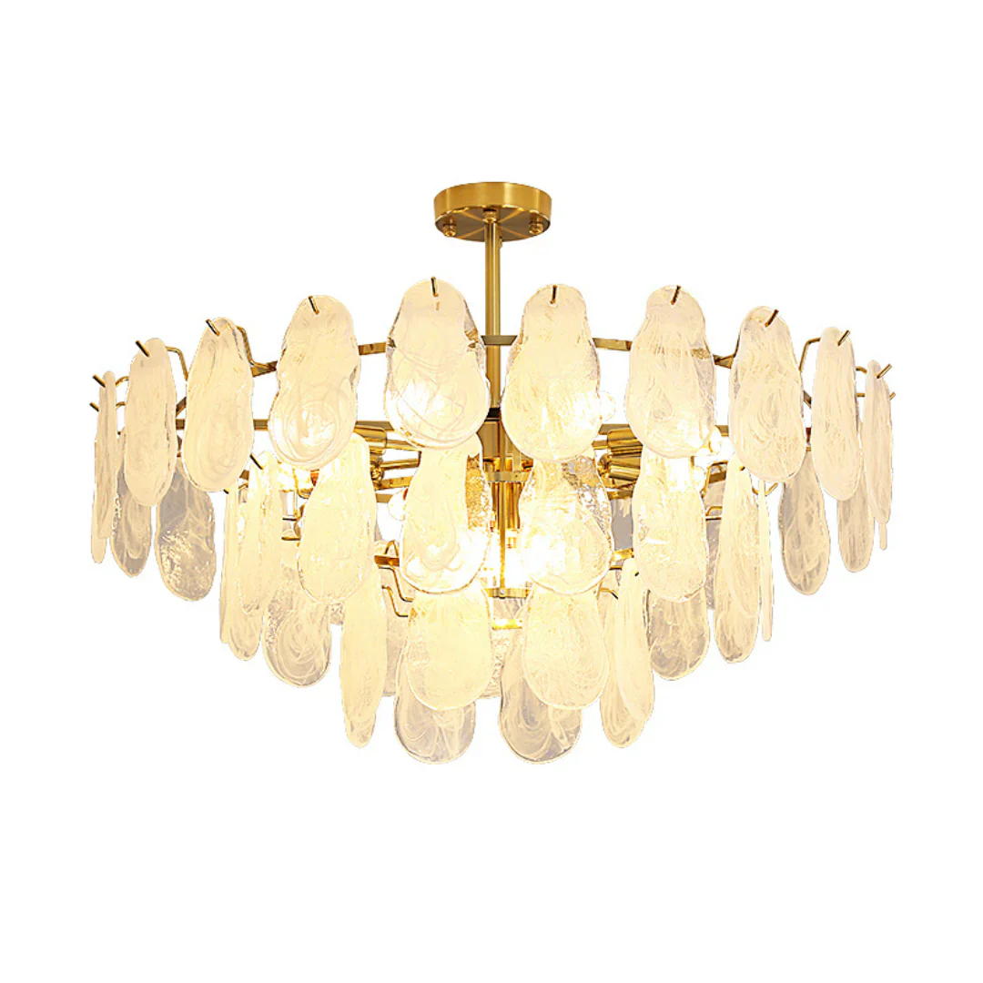 Round Cloud Glass Brass Chandelier - Image 22