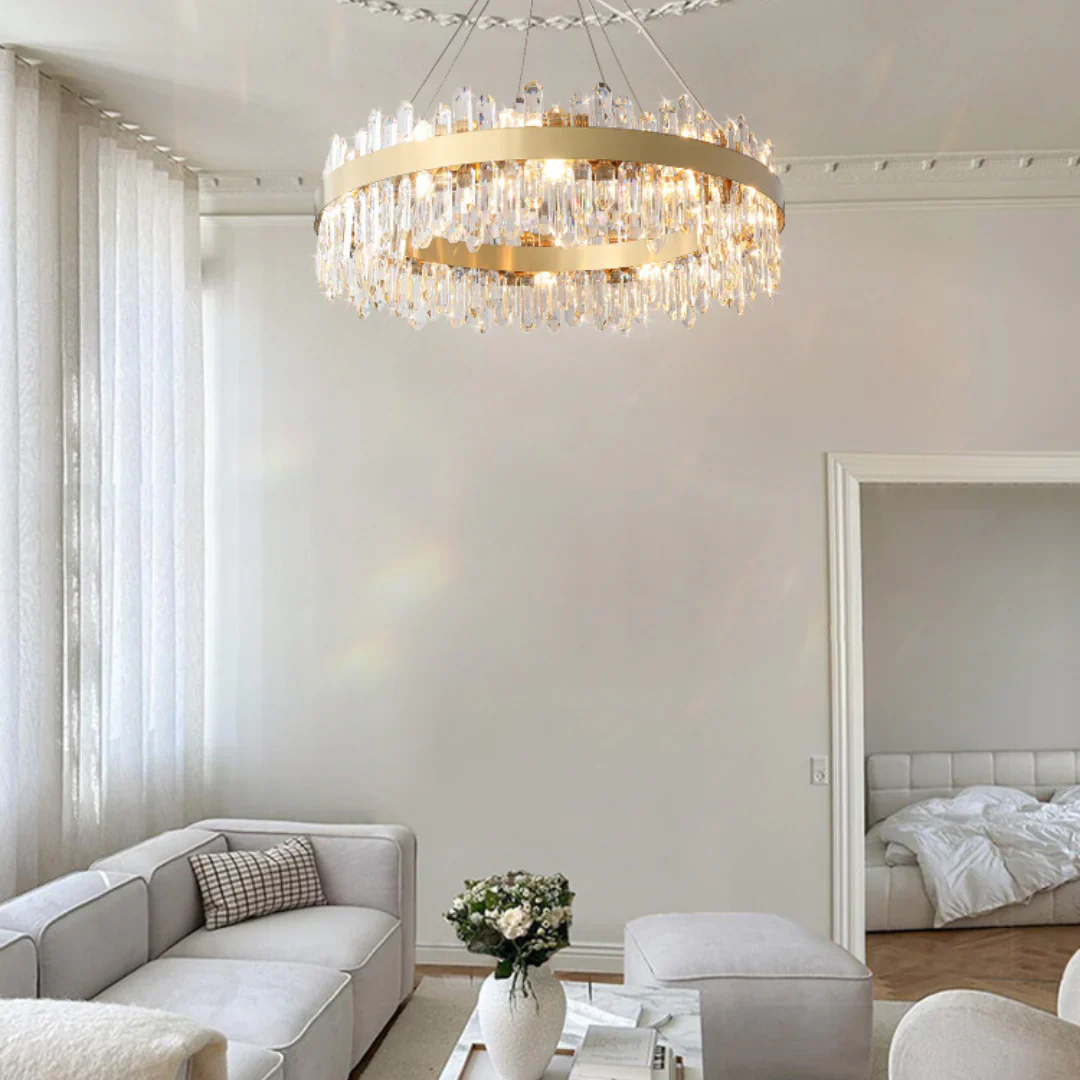 Round Luxury Crystal Column Chandelier - Image 13