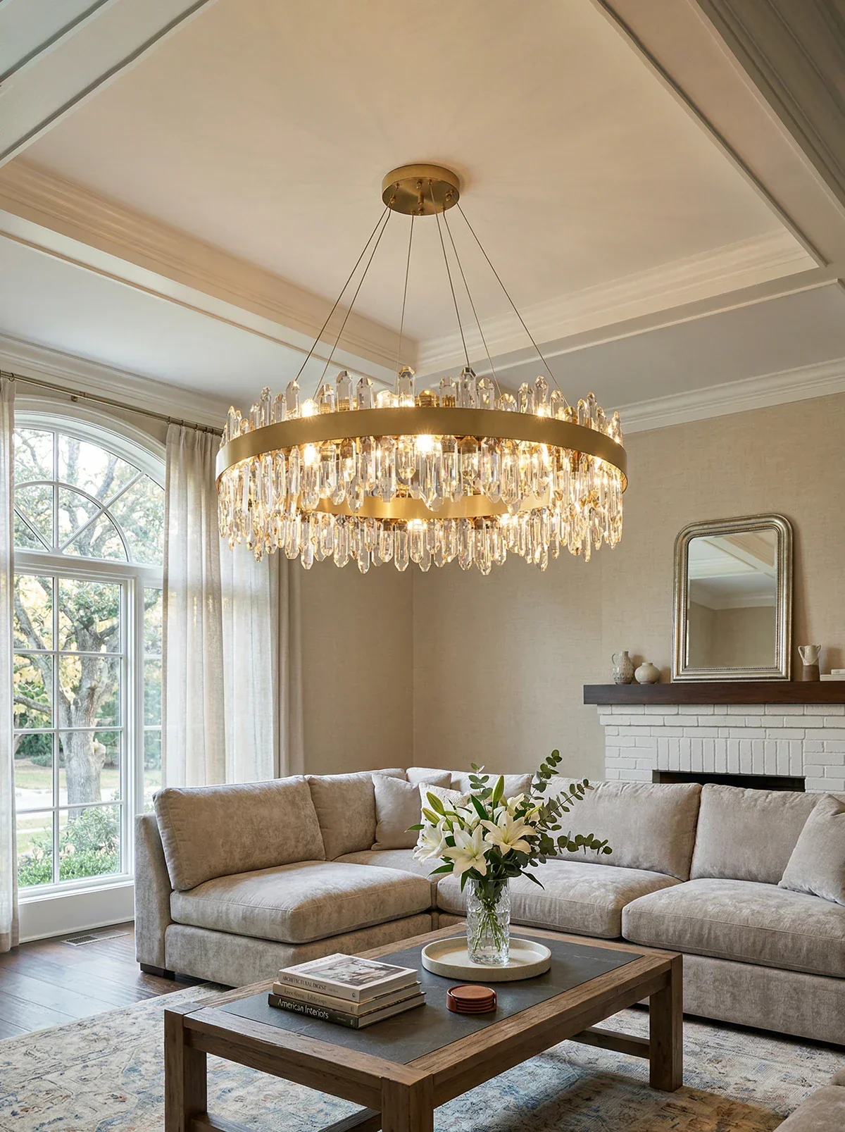 Round Luxury Crystal Column Chandelier - Image 2