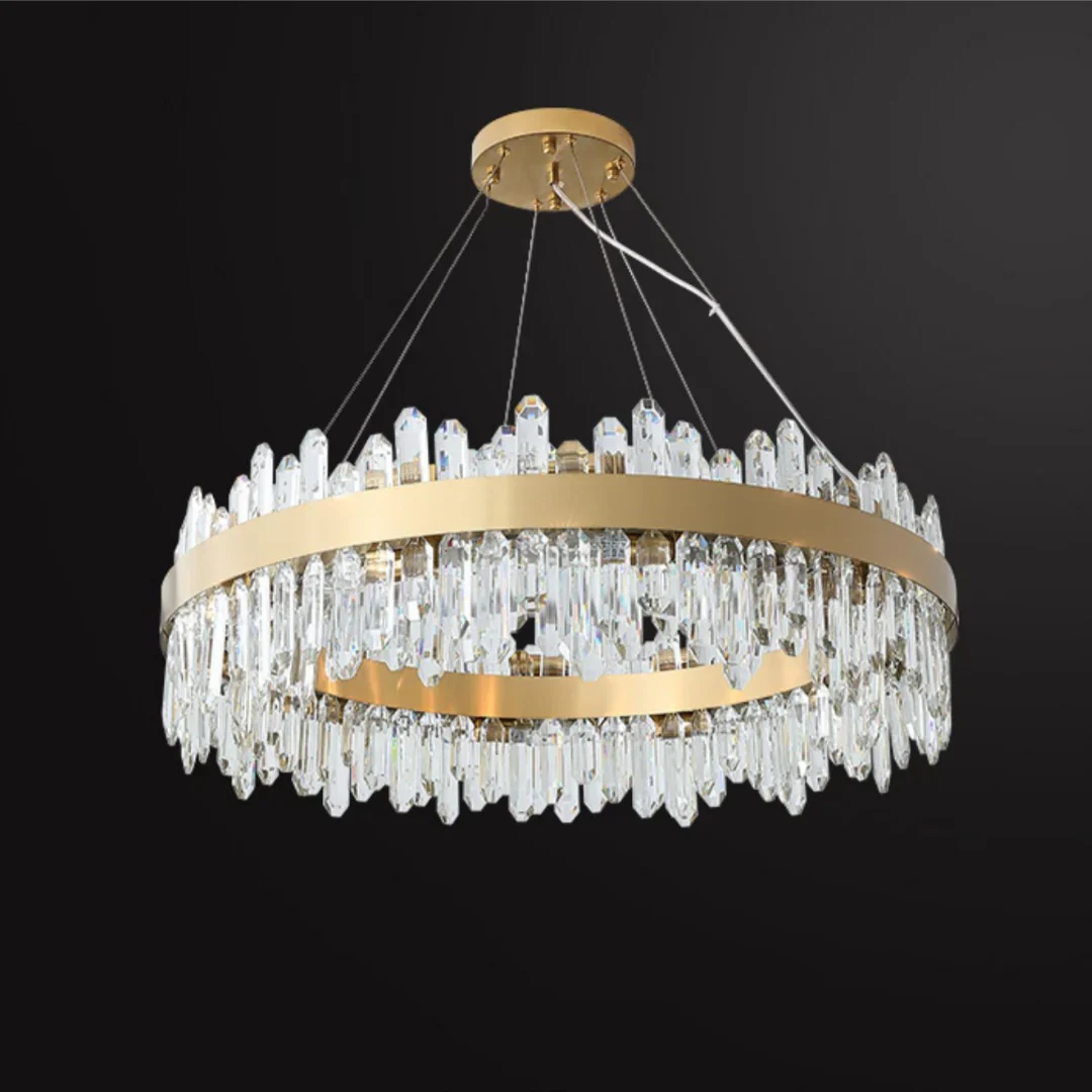 Round Luxury Crystal Column Chandelier - Image 22
