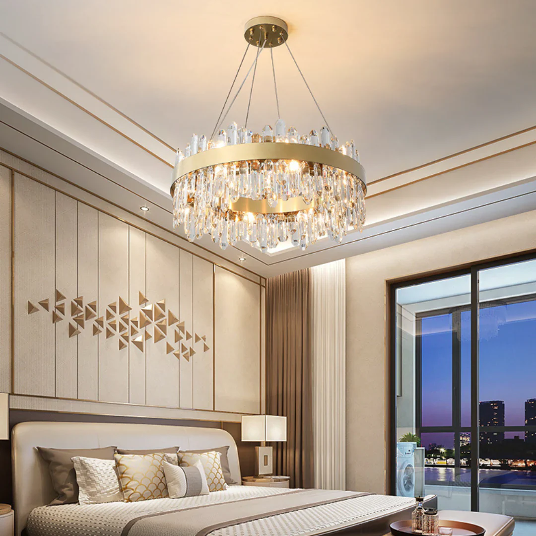 Round Luxury Crystal Column Chandelier - Image 4
