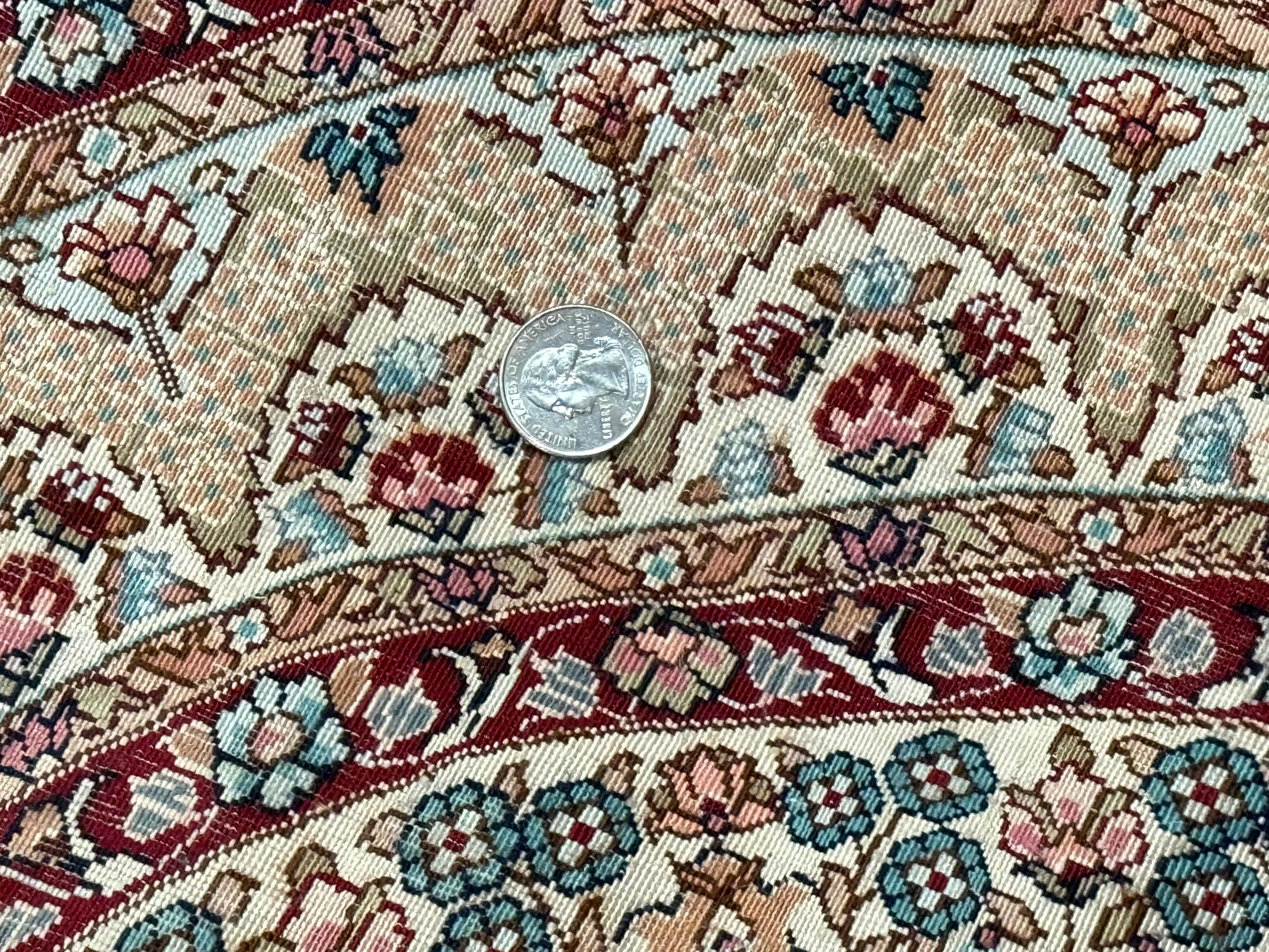 Round Silk Rug 3x3, Extremely Fine 580 KSPI, Sino Persian Round Handmade Carpet, Silk on Silk - Image 10
