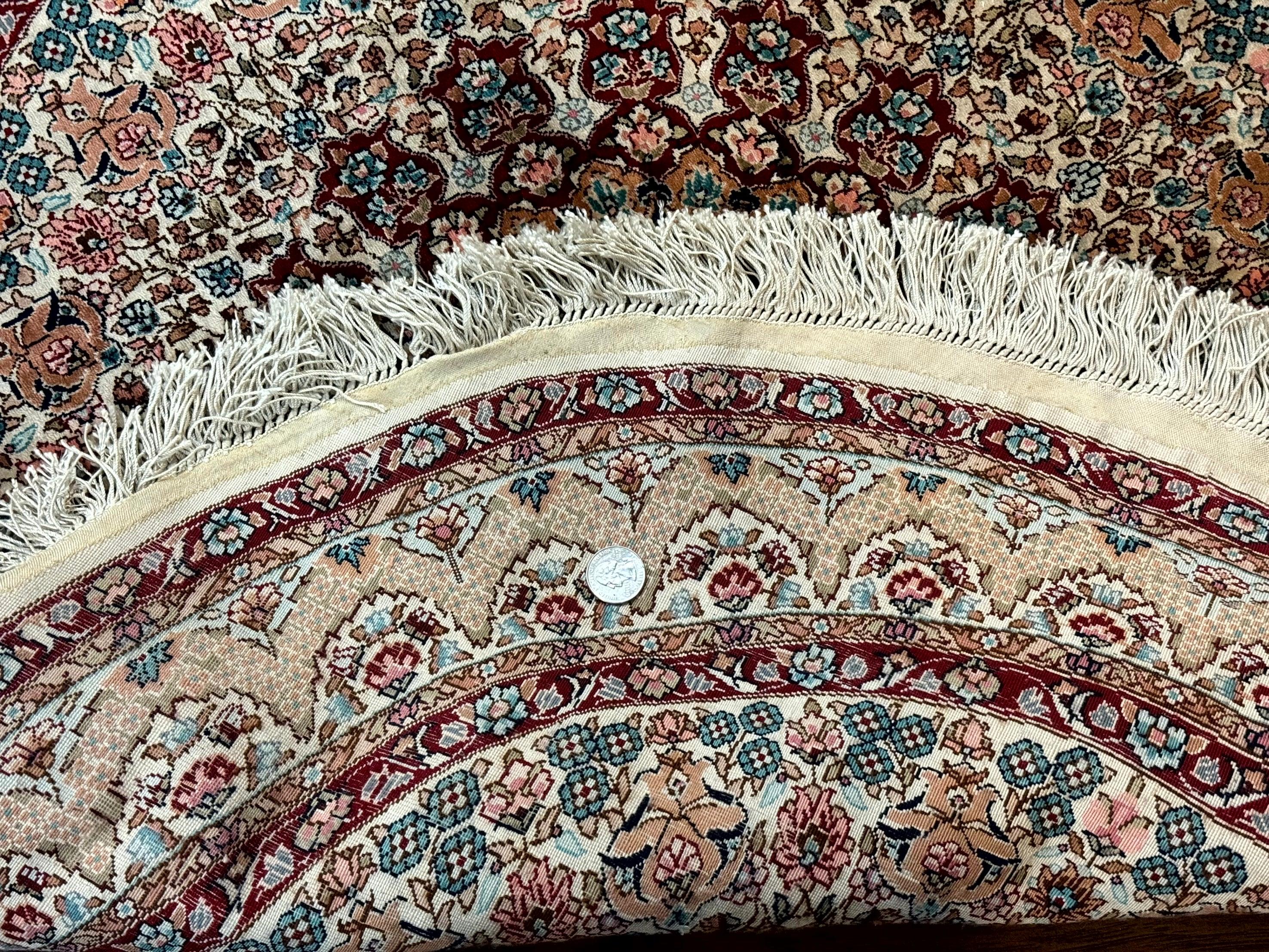 Round Silk Rug 3x3, Extremely Fine 580 KSPI, Sino Persian Round Handmade Carpet, Silk on Silk - Image 11