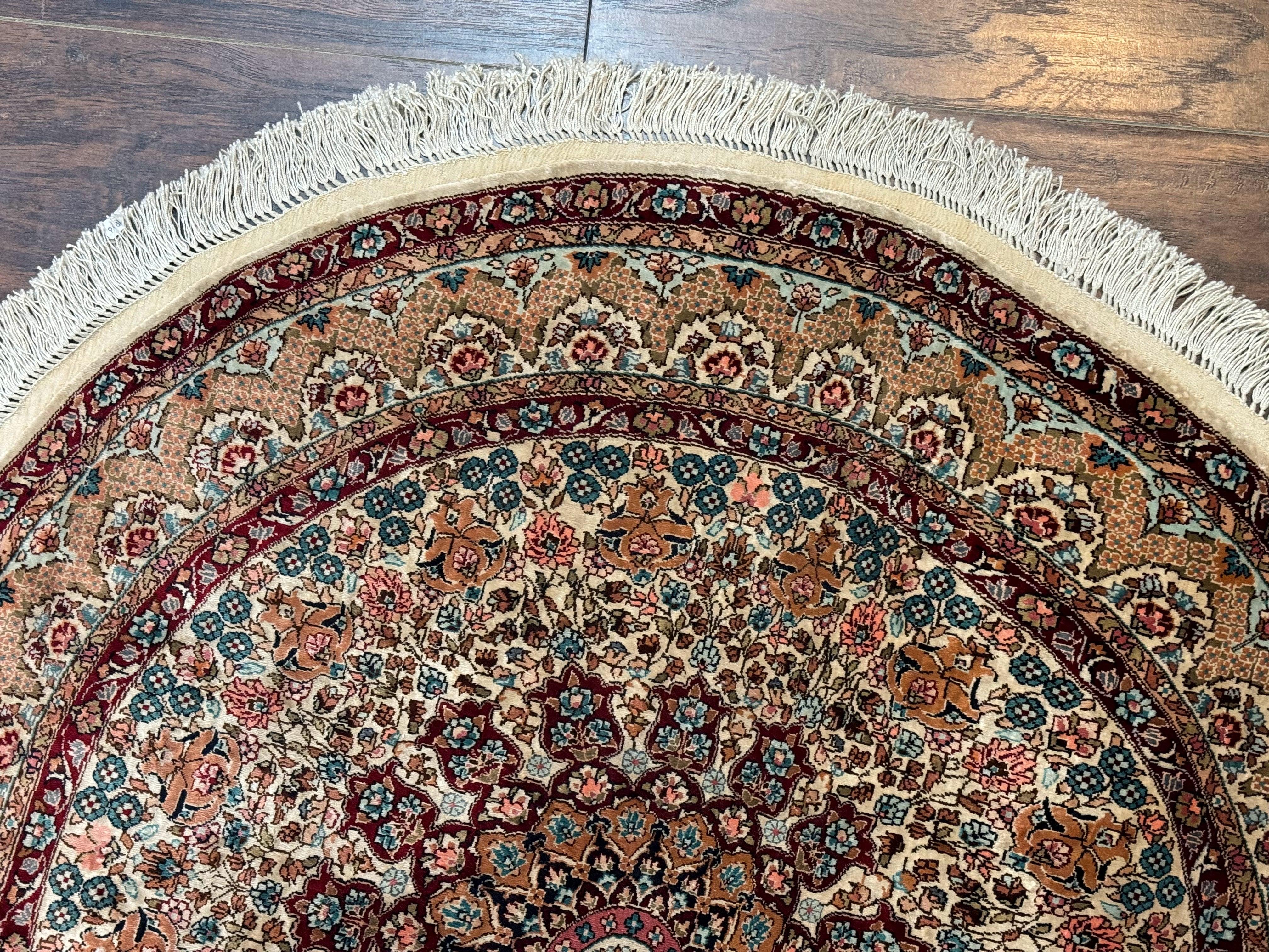 Round Silk Rug 3x3, Extremely Fine 580 KSPI, Sino Persian Round Handmade Carpet, Silk on Silk - Image 3