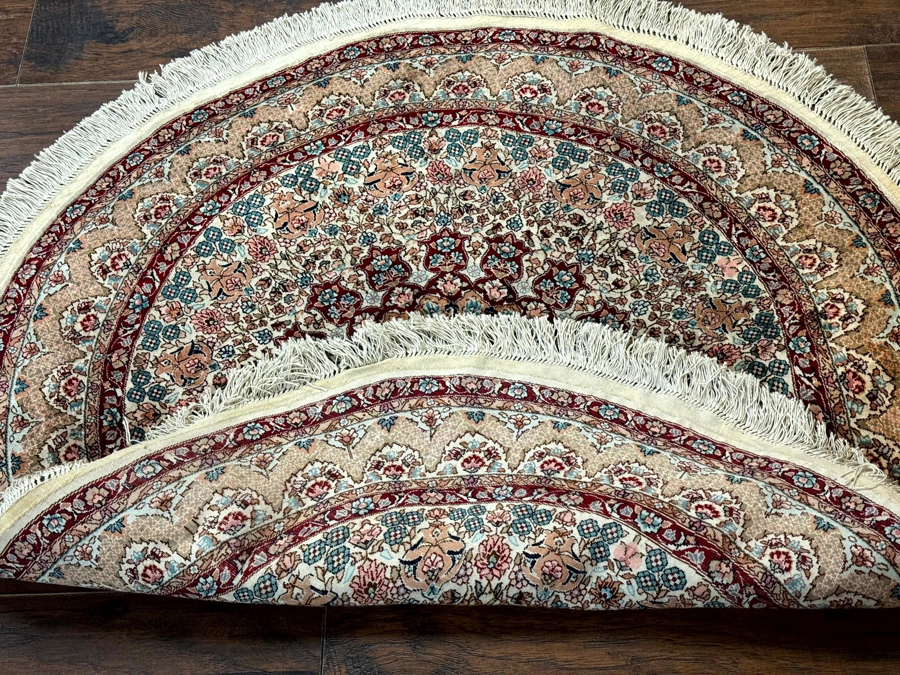 Round Silk Rug 3x3, Extremely Fine 580 KSPI, Sino Persian Round Handmade Carpet, Silk on Silk - Image 9