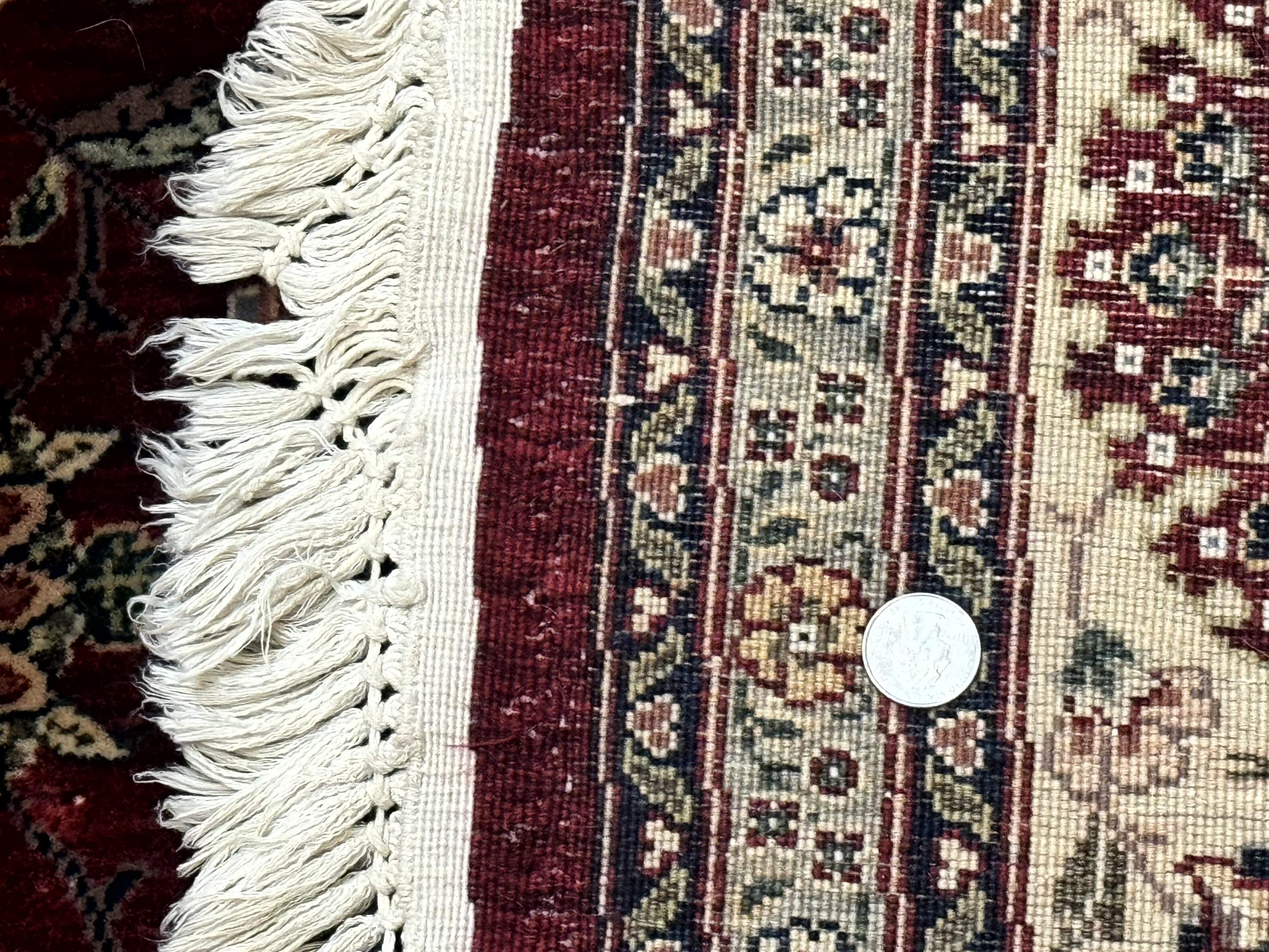 Round Sino Persian Rug 9x9, Burgundy and Cream, Floral, Wool and Silk, 9ft Round Carpet - Image 10