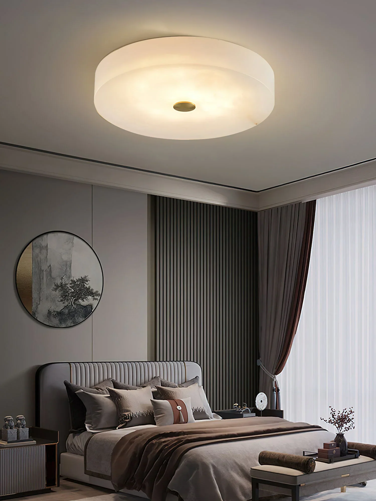 Round Sophie White Alabaster Ceiling Lamp - Image 14