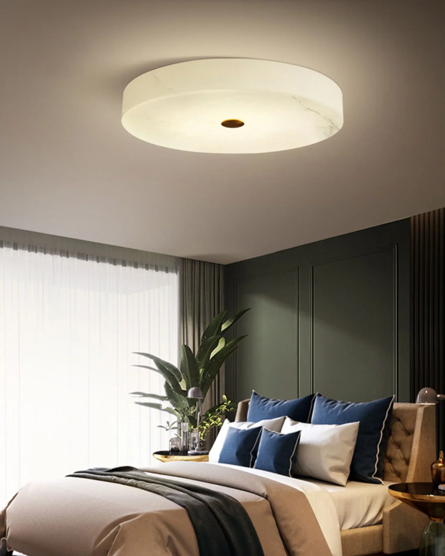 Round Sophie White Alabaster Ceiling Lamp - Image 16