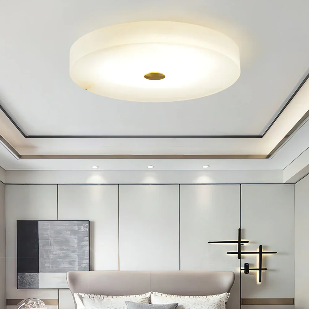 Round Sophie White Alabaster Ceiling Lamp - Image 2
