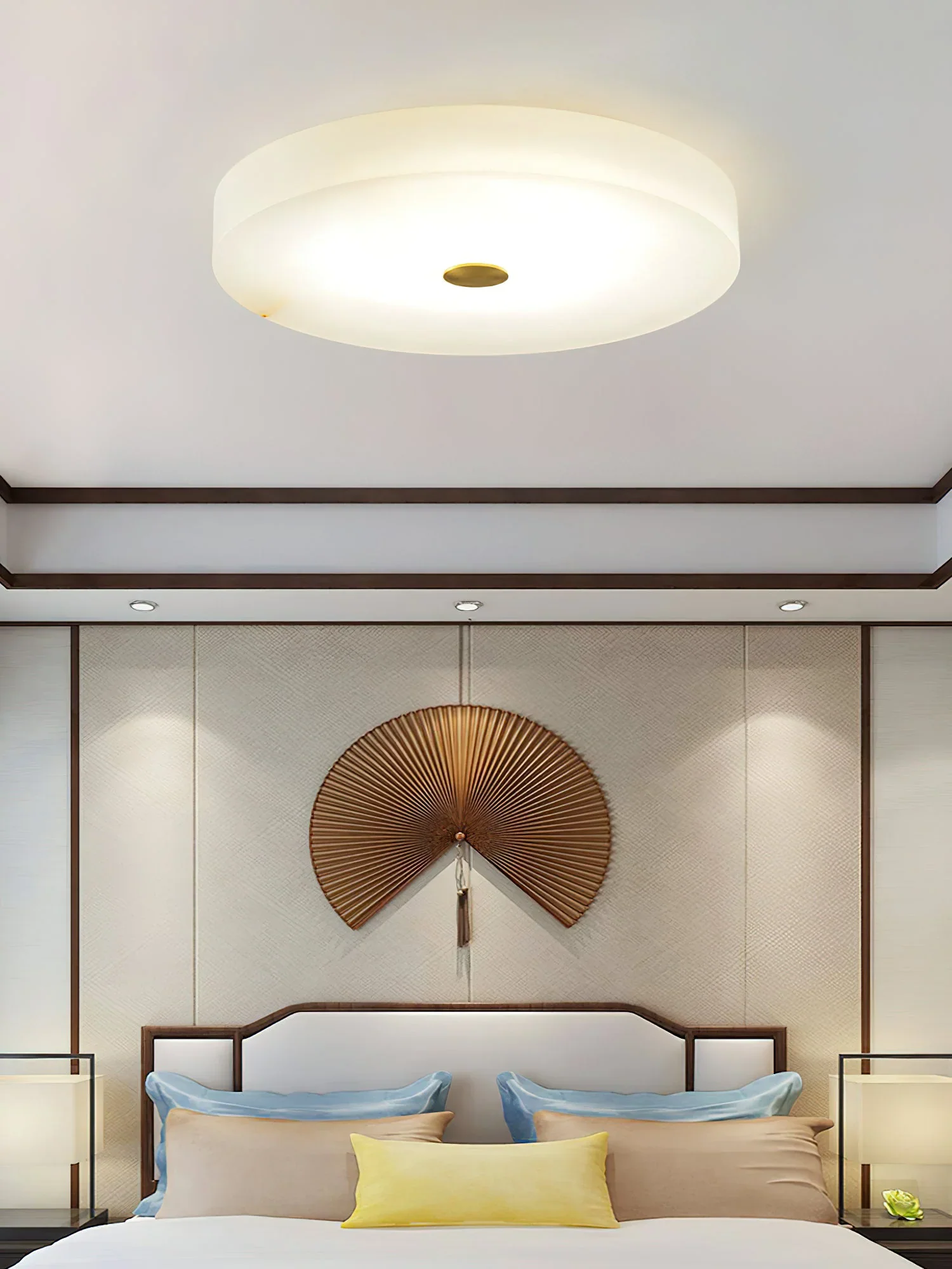 Round Sophie White Alabaster Ceiling Lamp - Image 3