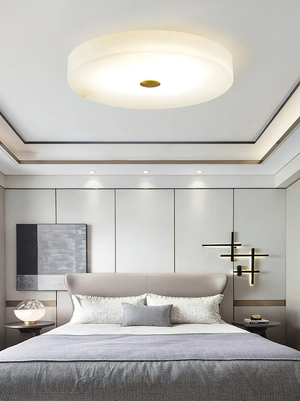 Round Sophie White Alabaster Ceiling Lamp - Image 5