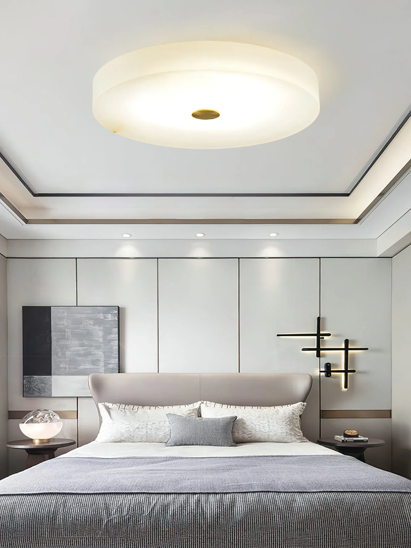 Round Sophie White Alabaster Ceiling Lamp - Image 6
