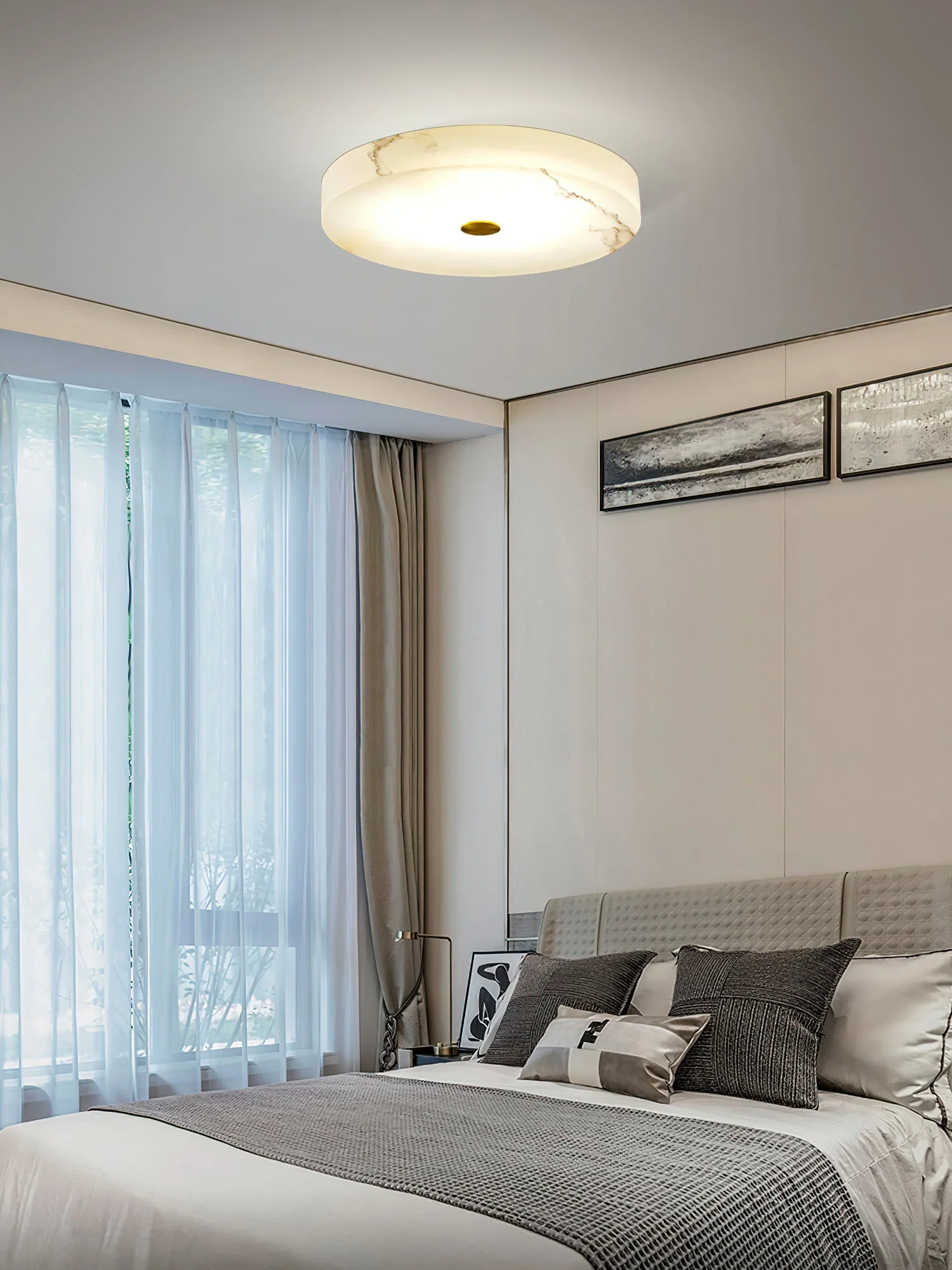 Round Sophie White Alabaster Ceiling Lamp - Image 7