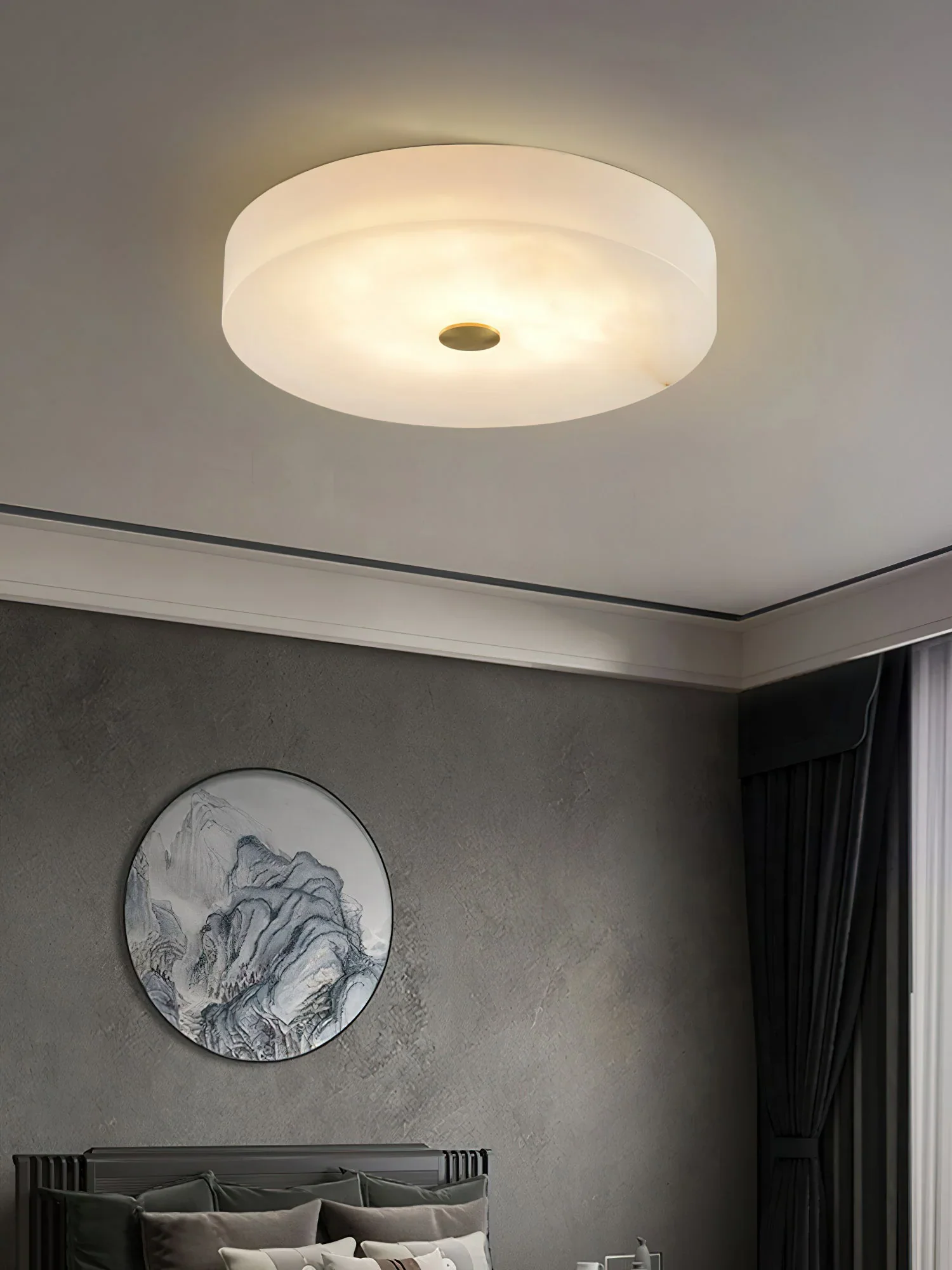 Round Sophie White Alabaster Ceiling Lamp - Image 8